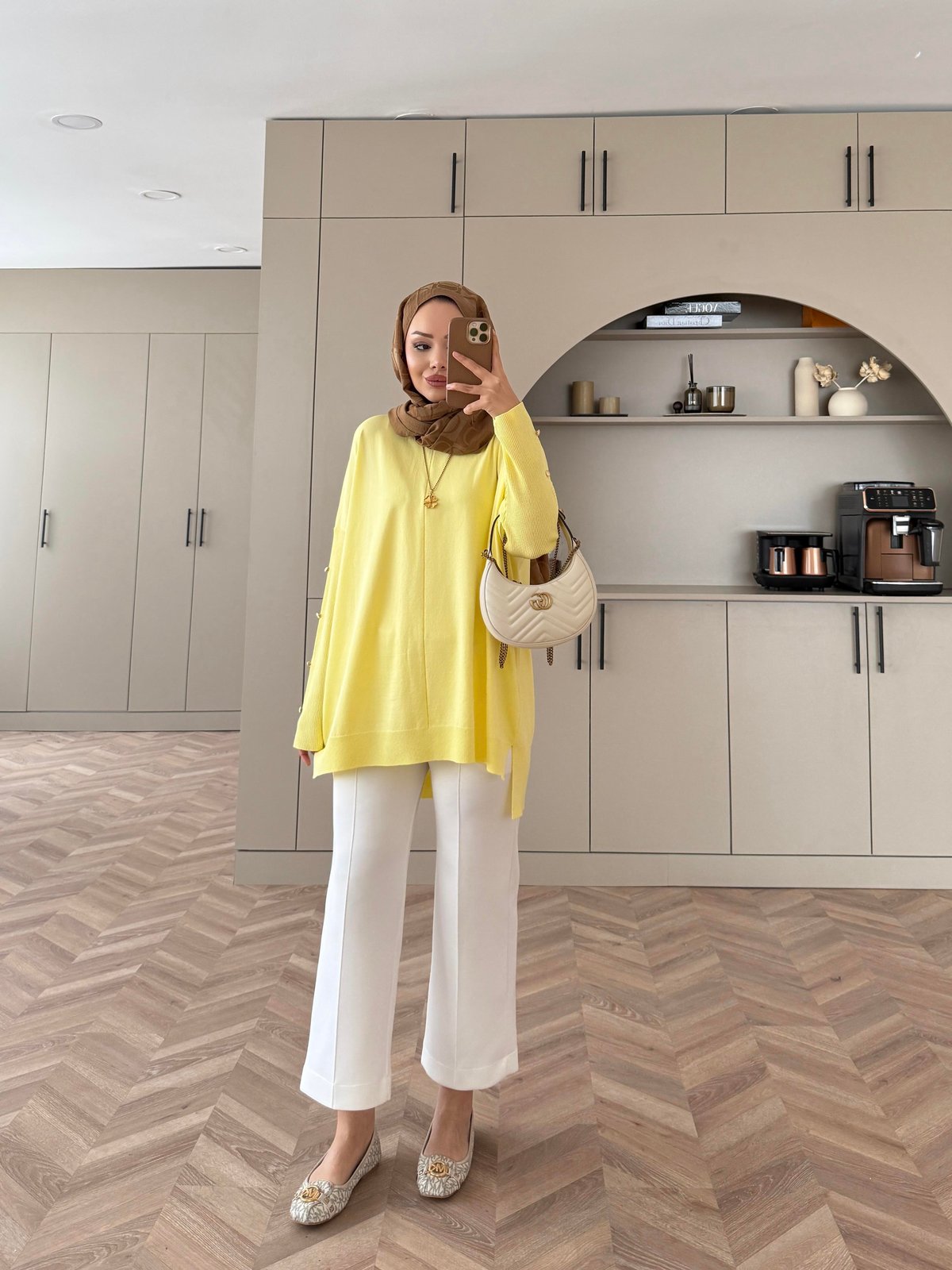 Düğmeli Merserize Kazak ButterYellow