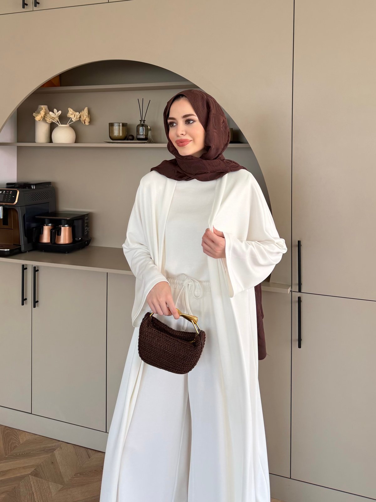 Ekin Kimono Pantolonlu Takım Beyaz (4510)