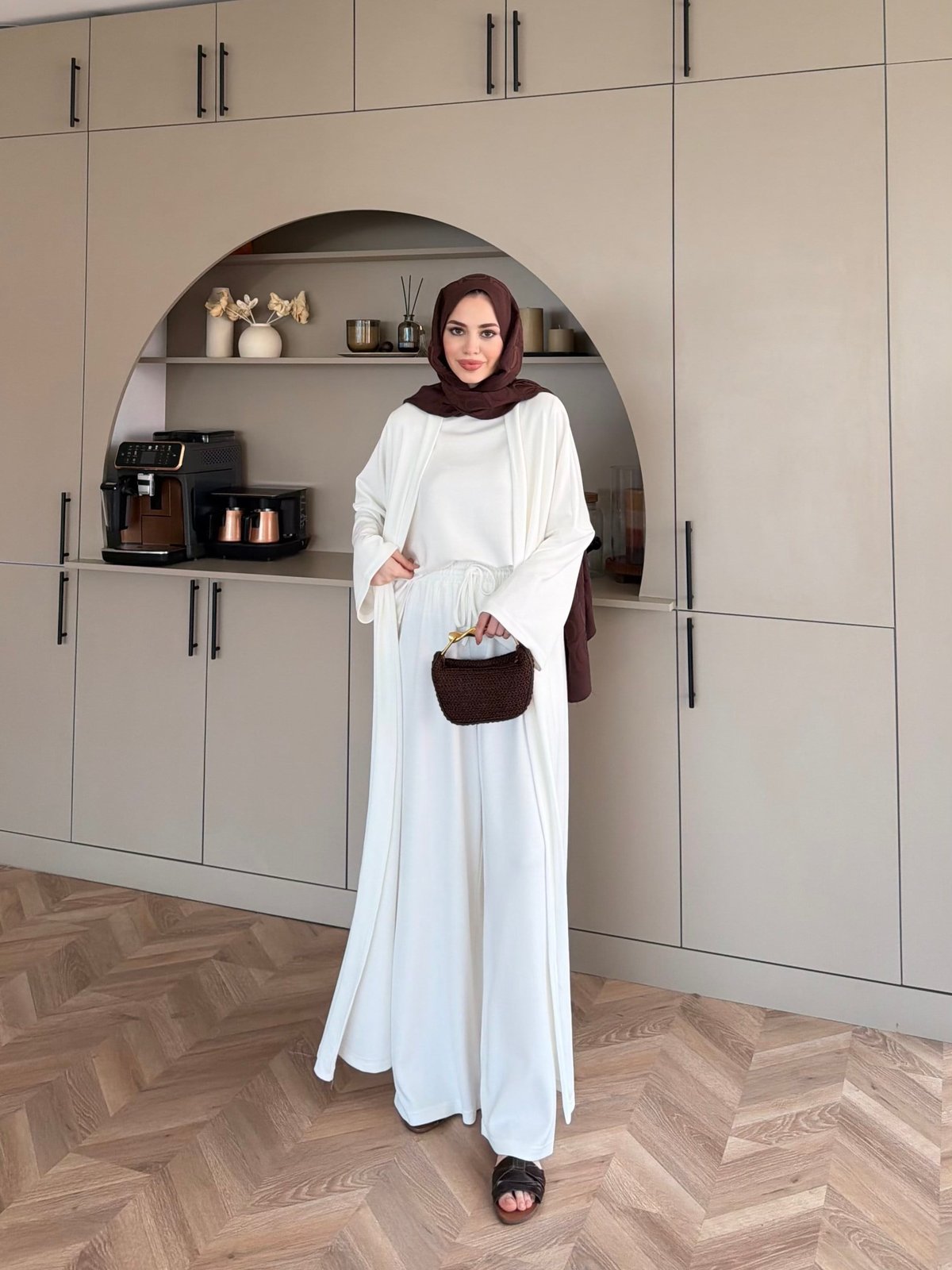 Ekin Kimono Pantolonlu Takım Beyaz (4510)
