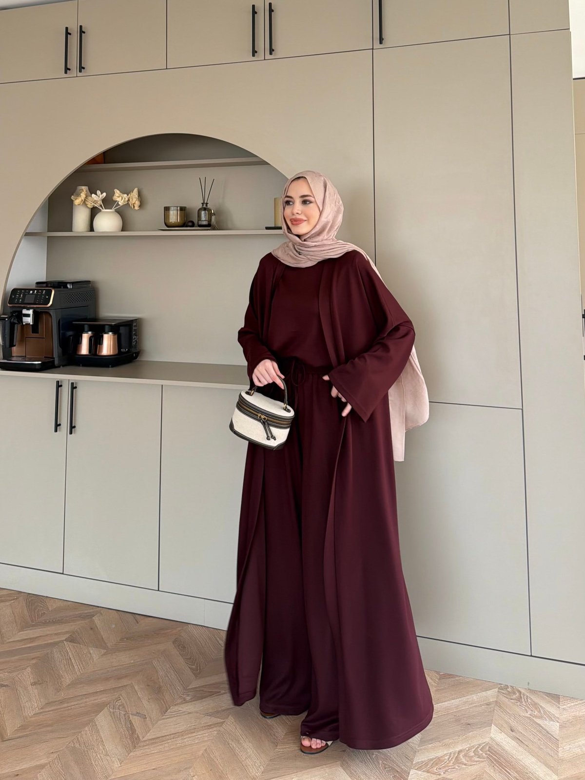 Ekin Kimono Pantolonlu Takım Bordo (4510)