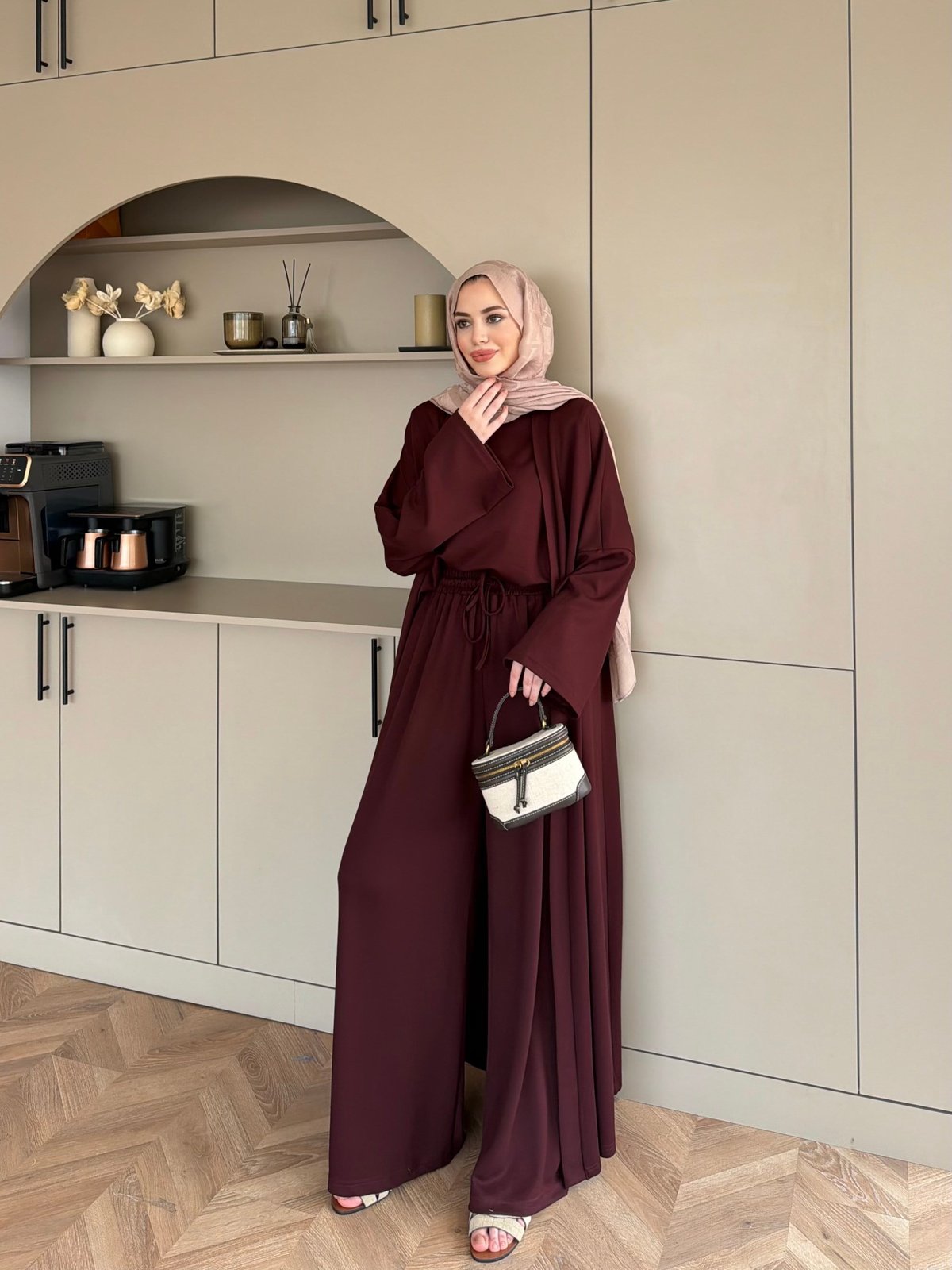 Ekin Kimono Pantolonlu Takım Bordo (4510)