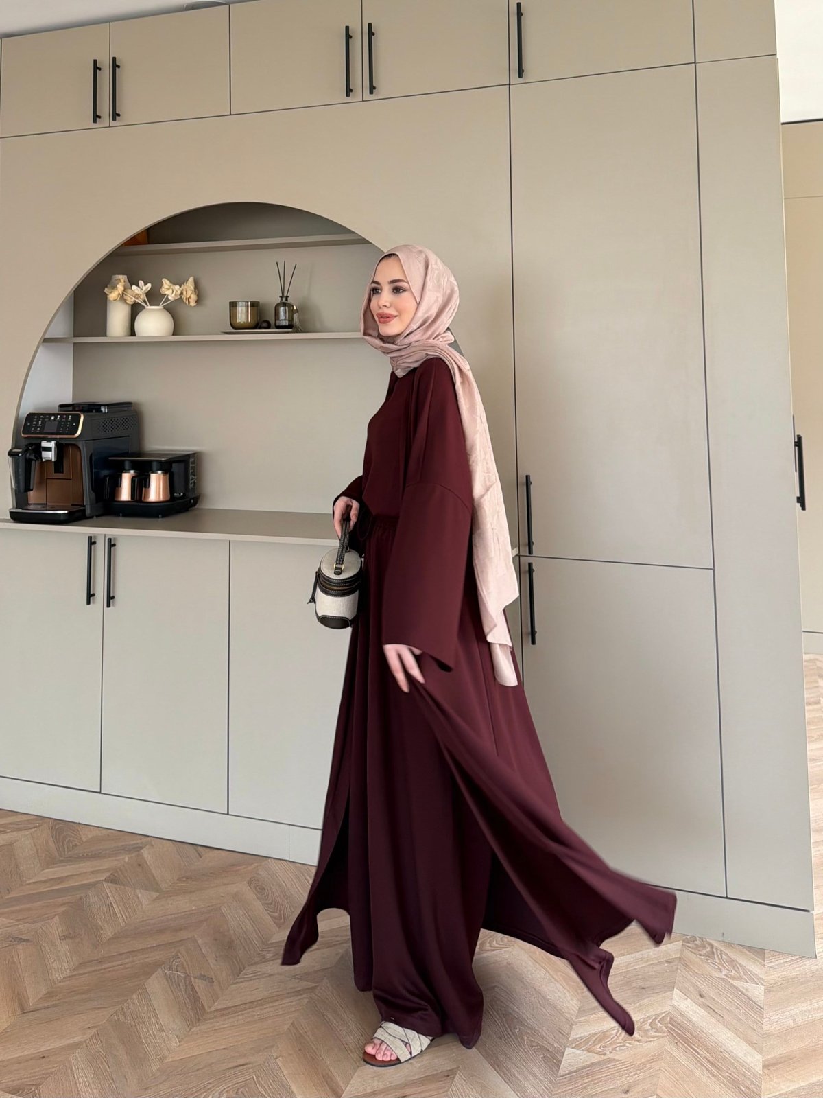 Ekin Kimono Pantolonlu Takım Bordo (4510)