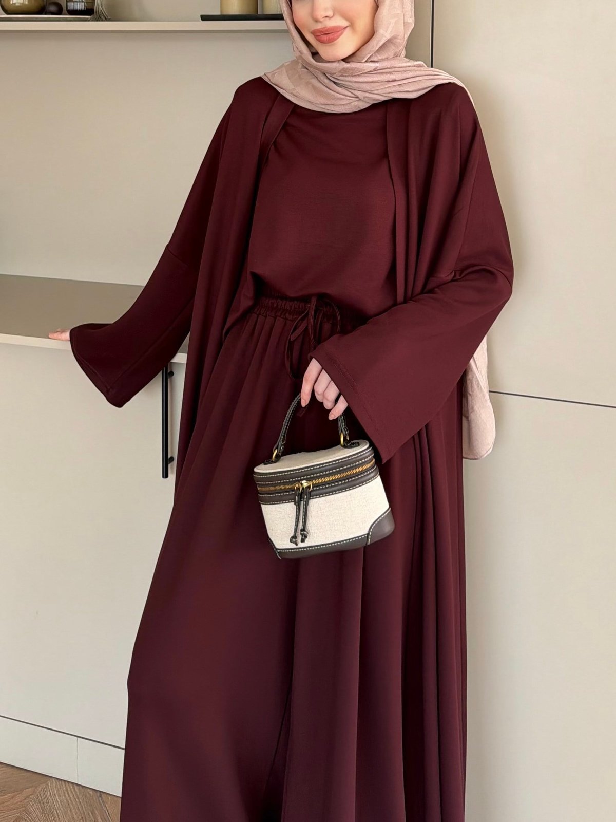 Ekin Kimono Pantolonlu Takım Bordo (4510)