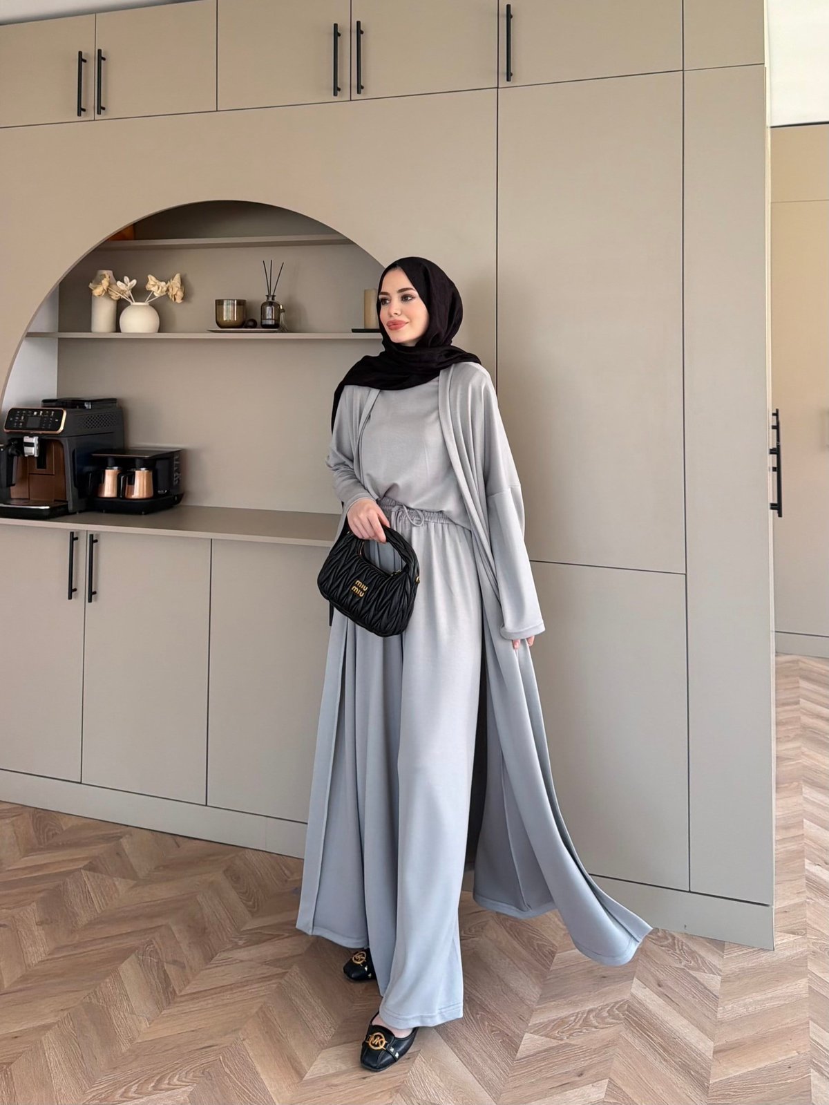 Ekin Kimono Pantolonlu Takım Gri (4510)