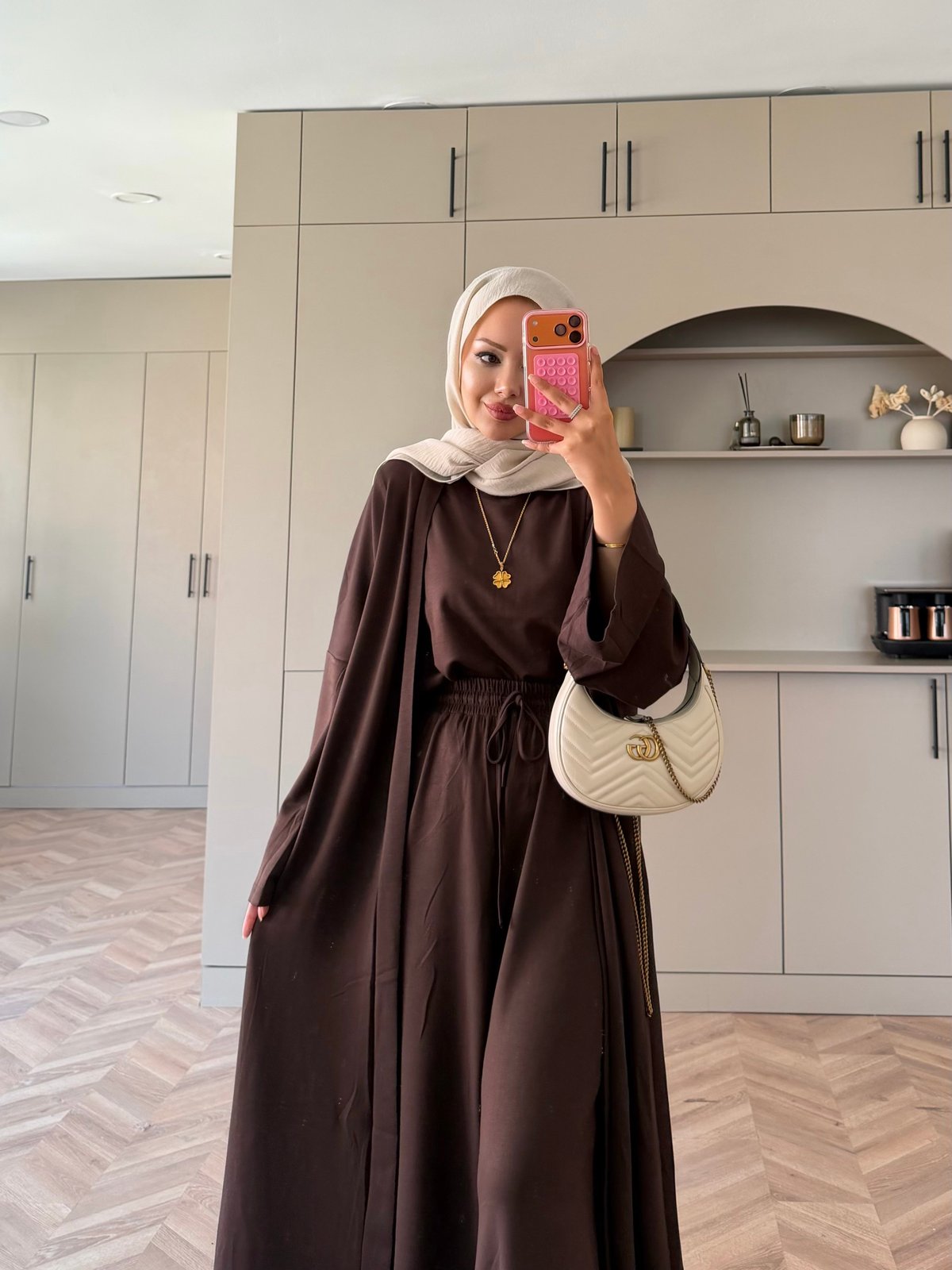 Ekin Kimono Pantolonlu Takım Kahve (4510)
