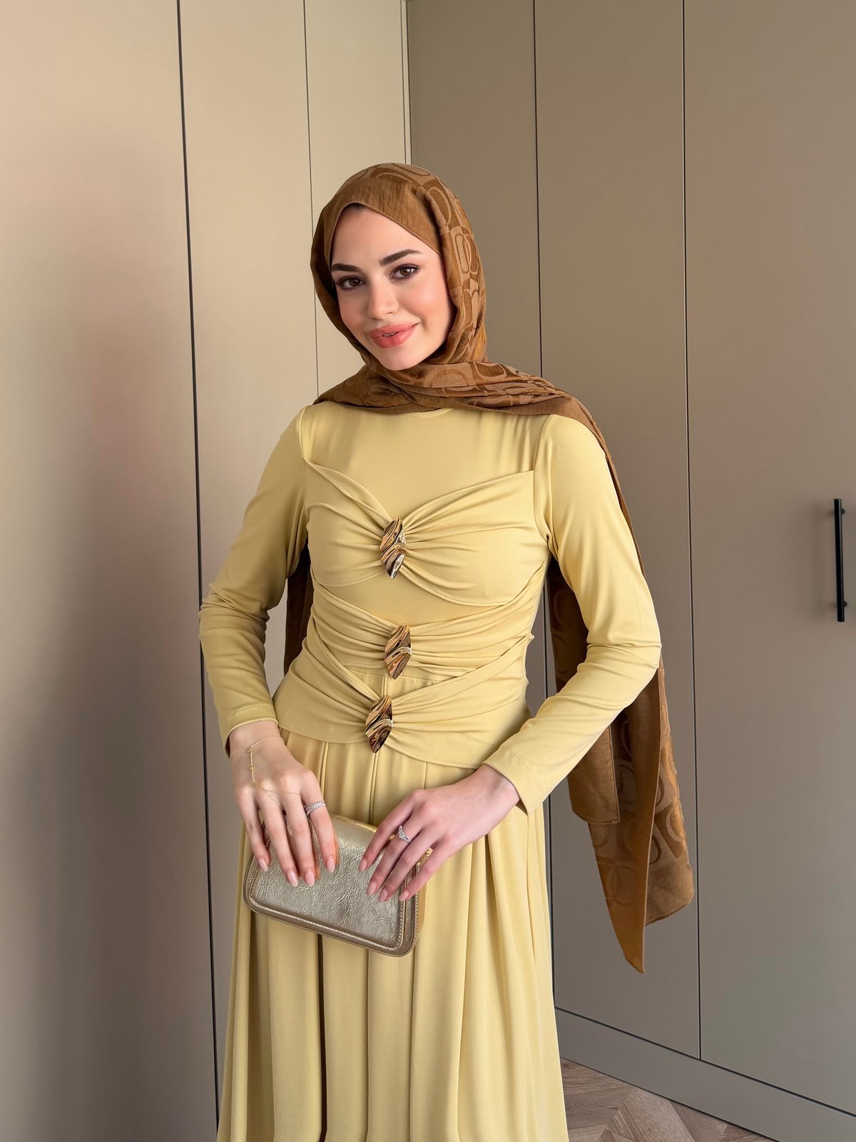 Elite Drapeli Sandy Elbise ButterYellow (1897)