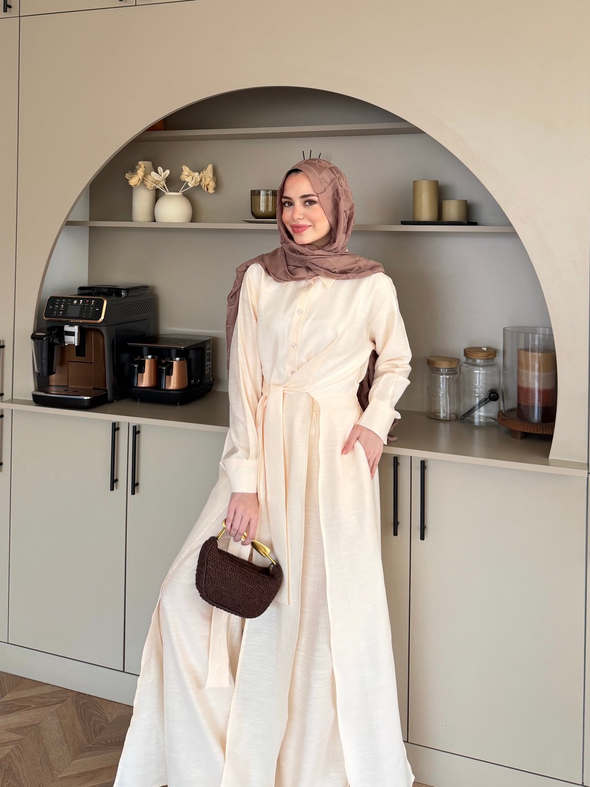 Fairy Yırtmaç Detaylı Pantolon Takım Bej (8058)