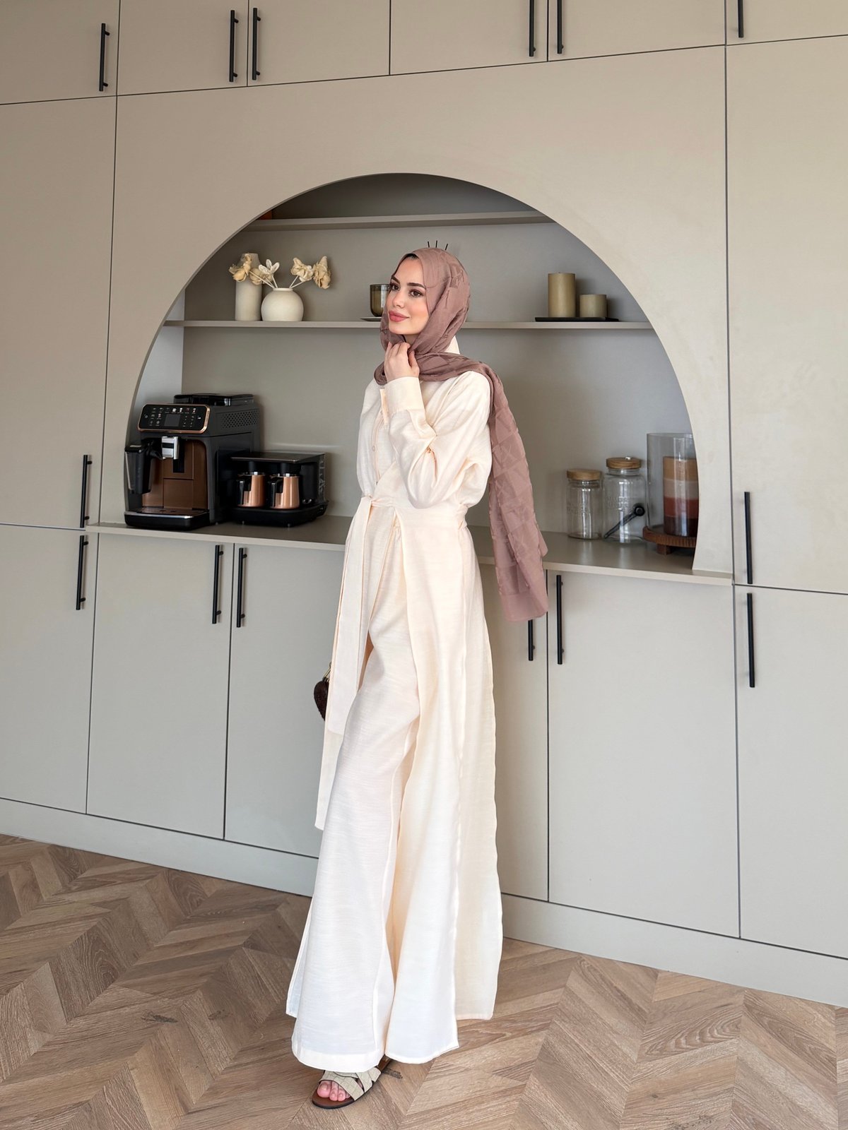 Fairy Yırtmaç Detaylı Pantolon Takım Bej (8058)