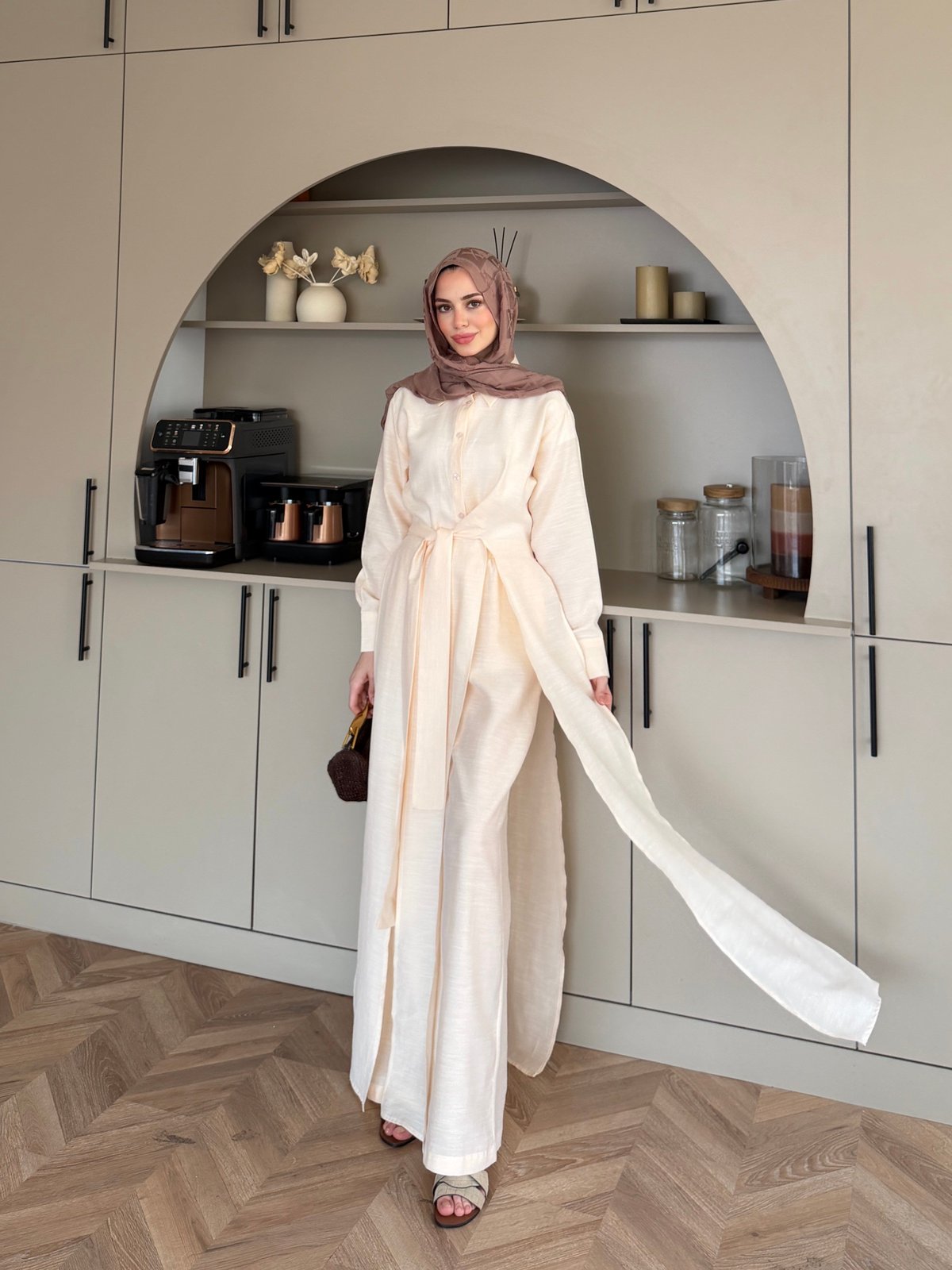 Fairy Yırtmaç Detaylı Pantolon Takım Bej (8058)