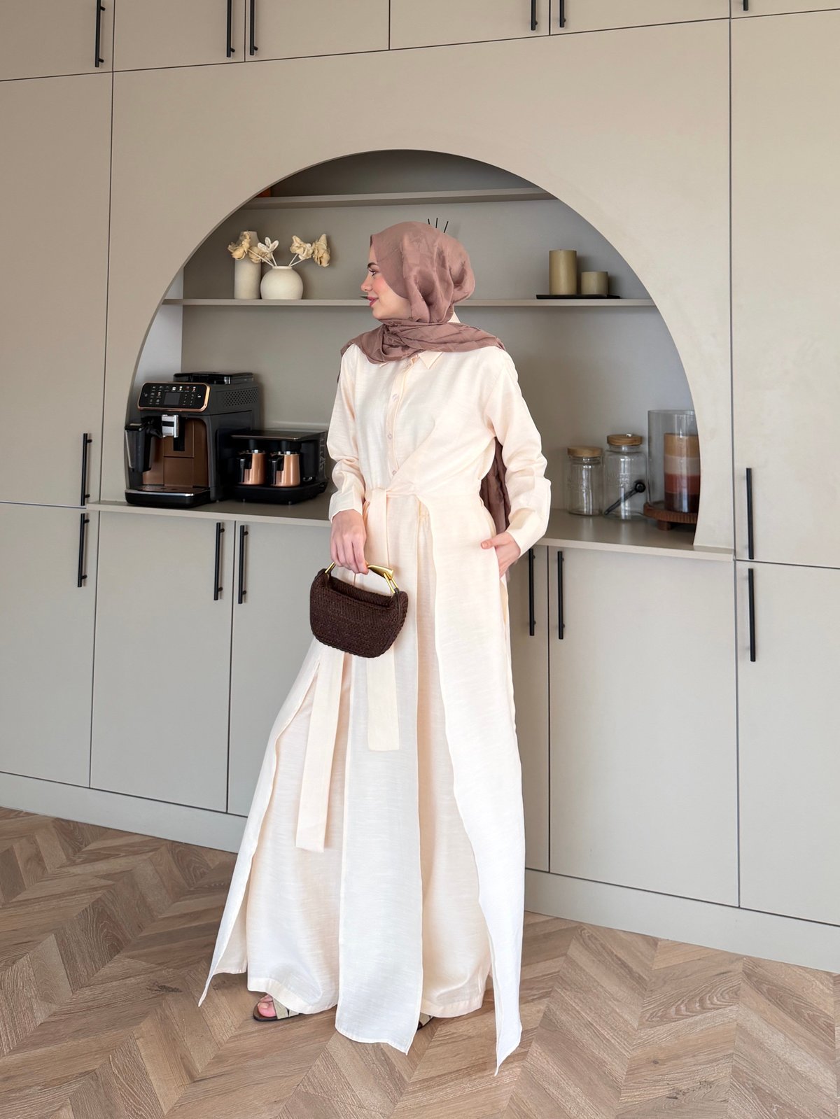 Fairy Yırtmaç Detaylı Pantolon Takım Bej (8058)