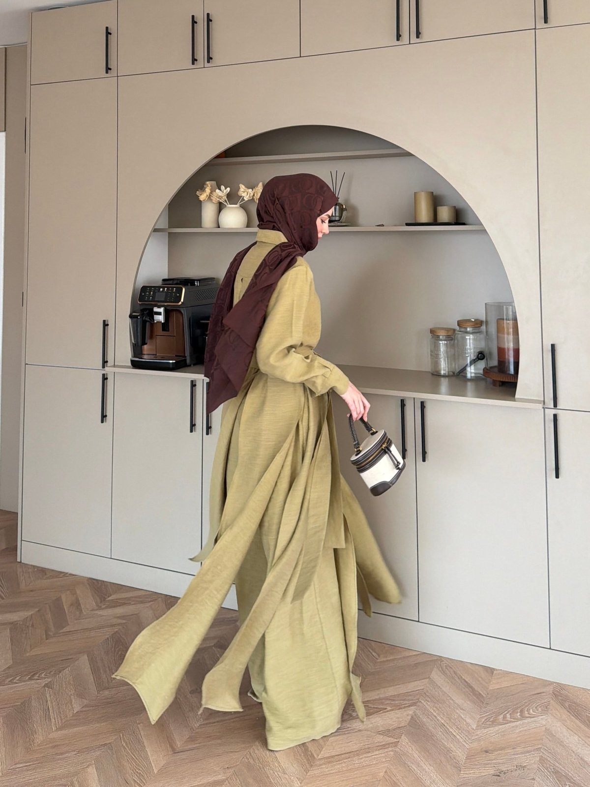 Fairy Yırtmaç Detaylı Pantolon Takım Yağ Yeşili (8058)