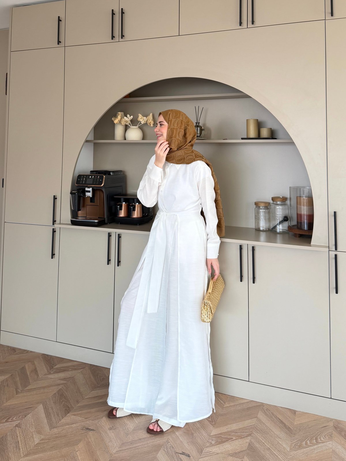 Fairy Yırtmaç Detaylı Pantolonlu Takım Beyaz (8058)