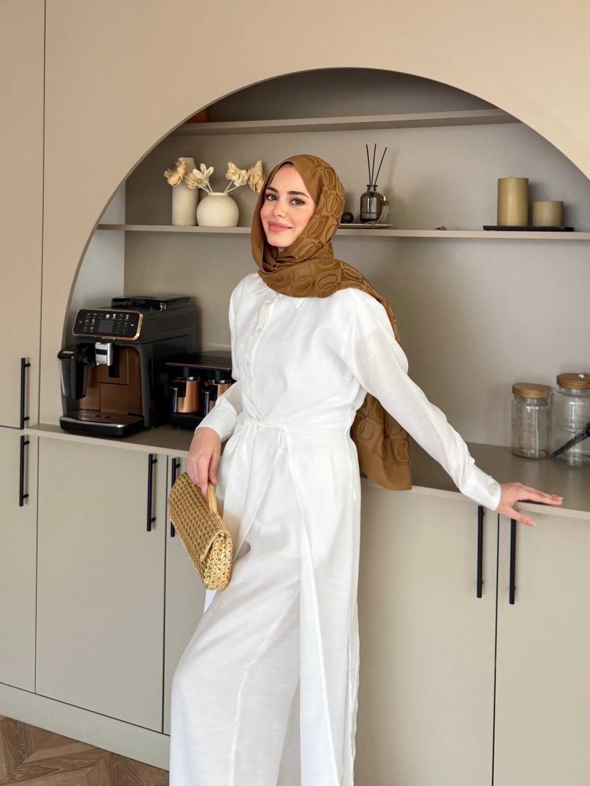 Fairy Yırtmaç Detaylı Pantolonlu Takım Beyaz (8058)