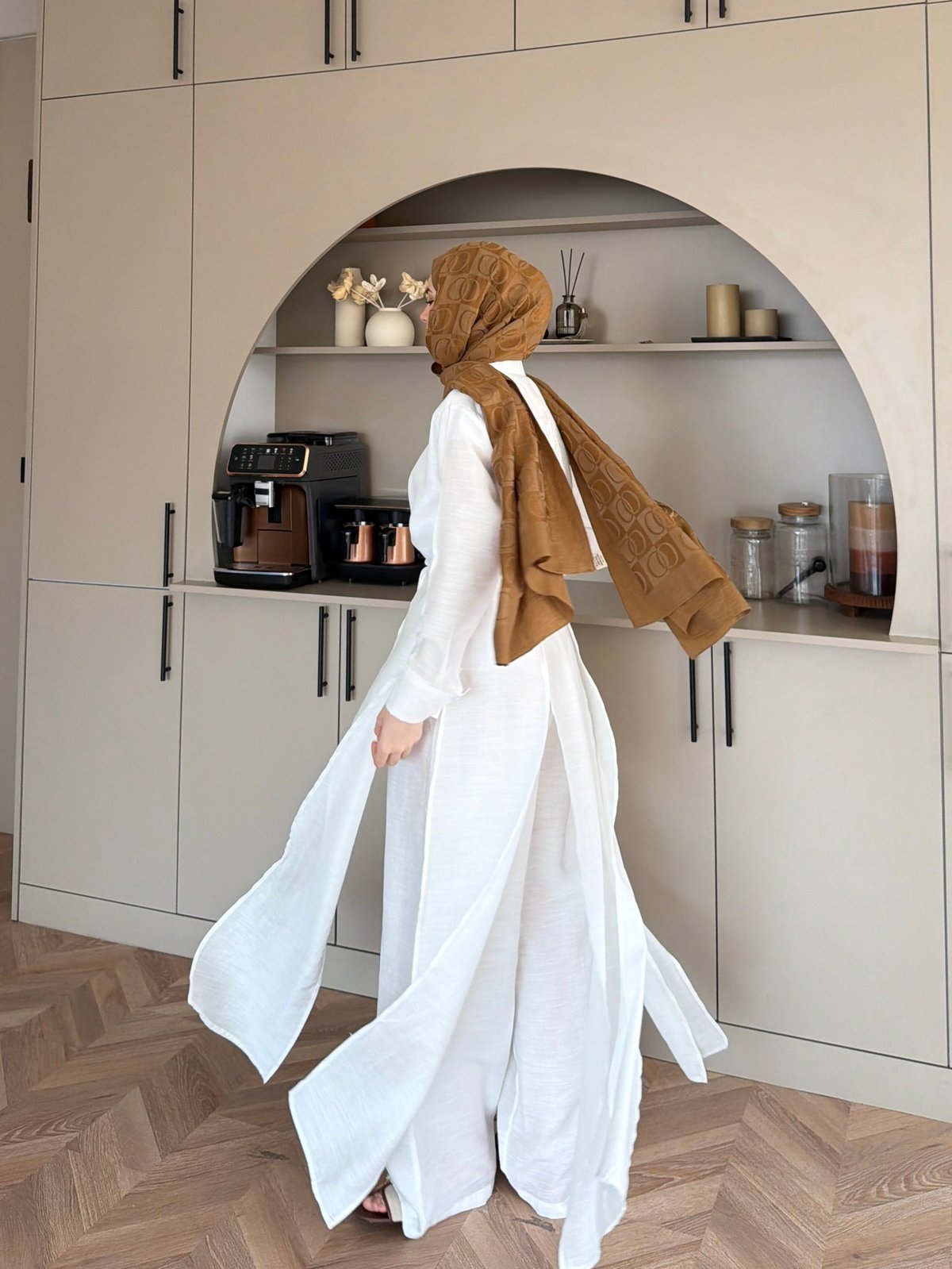 Fairy Yırtmaç Detaylı Pantolonlu Takım Beyaz (8058)
