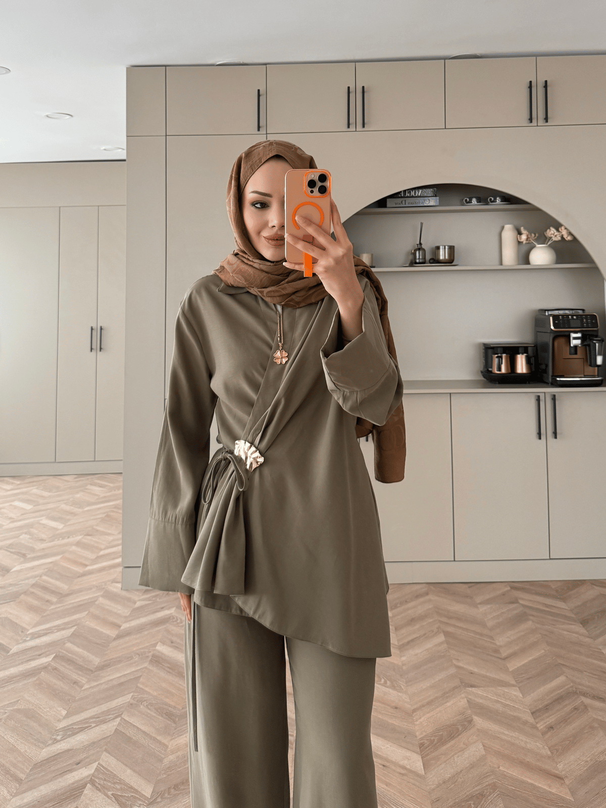 Farbo Yandan Bağlamalı Broşlu Cupra Takım Haki (4413) 