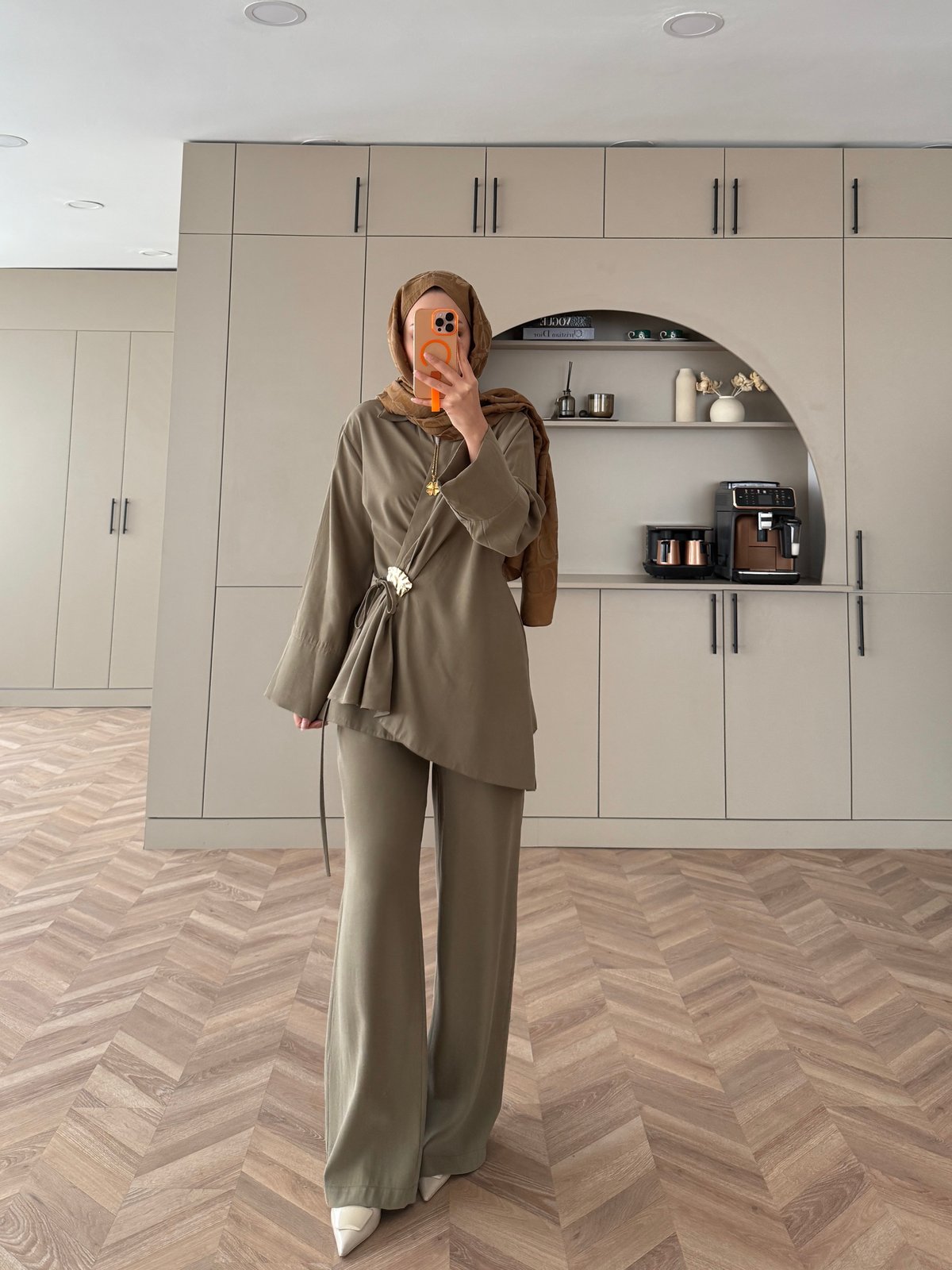 Farbo Yandan Bağlamalı Broşlu Cupra Takım Haki (4413) 
