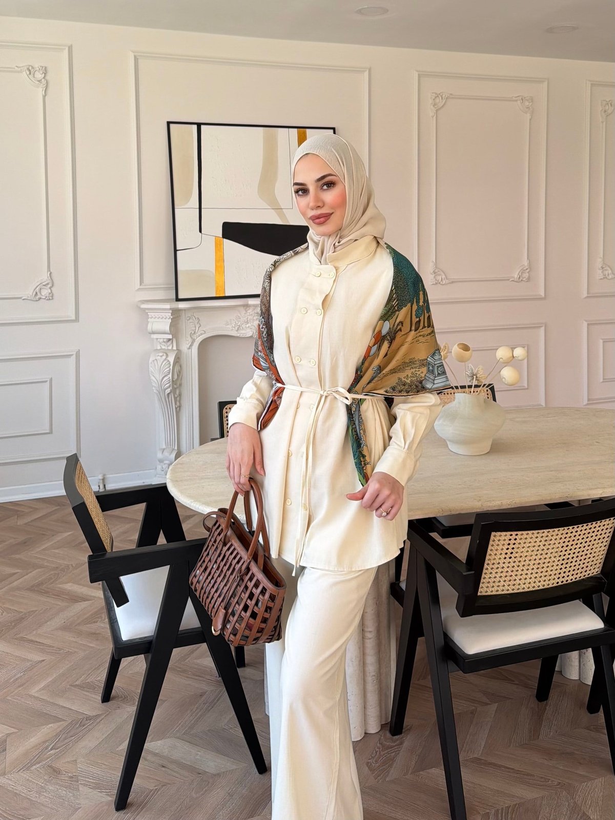 Flint Düğme Detaylı Pantolonlu Takım Bej (4517)