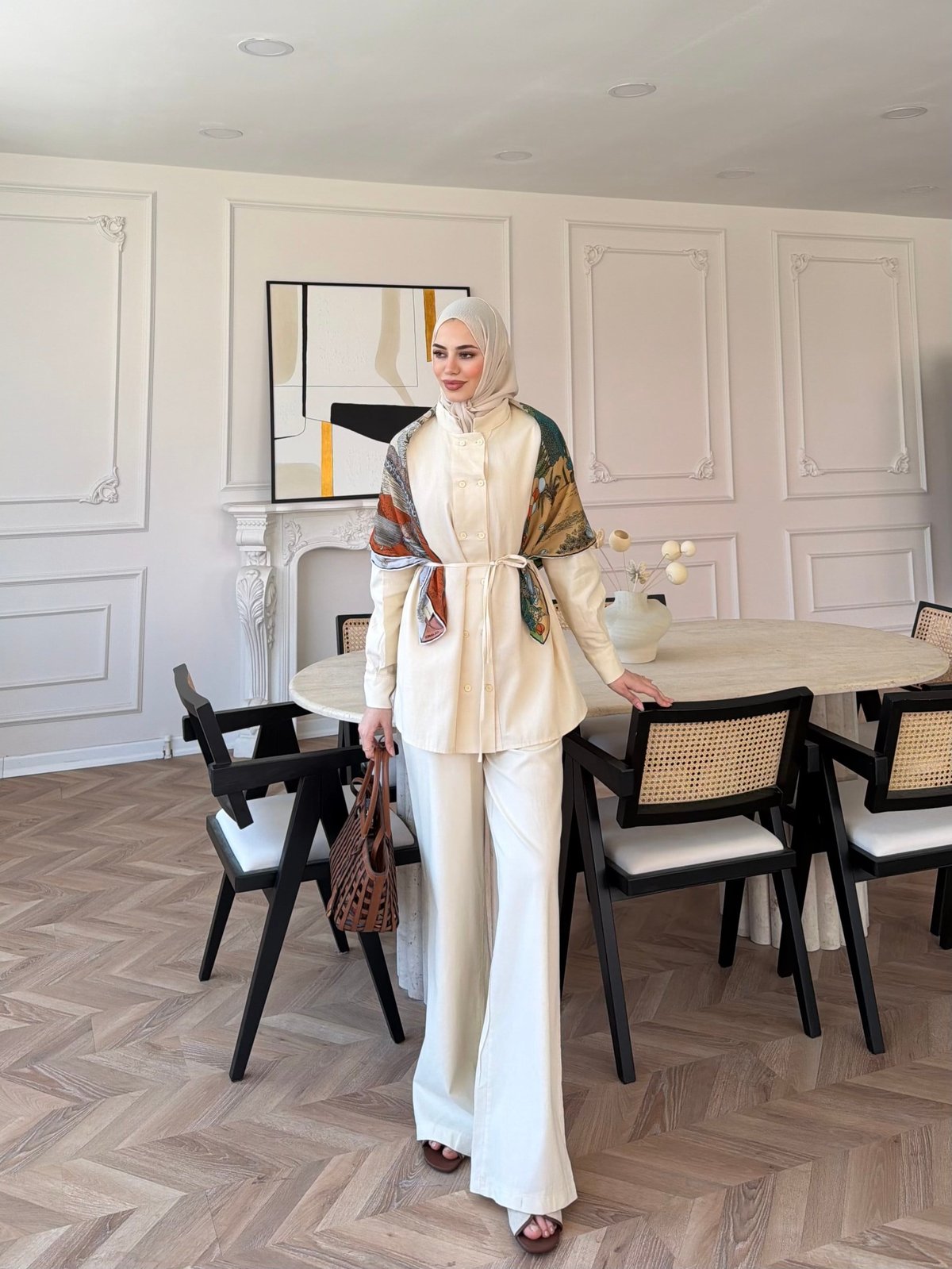 Flint Düğme Detaylı Pantolonlu Takım Bej (4517)