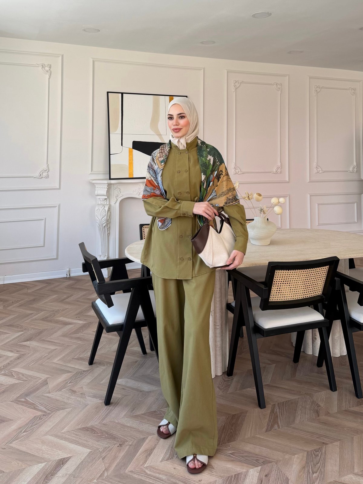 Flint Düğmeli Pantolonlu Takım Haki (4517)