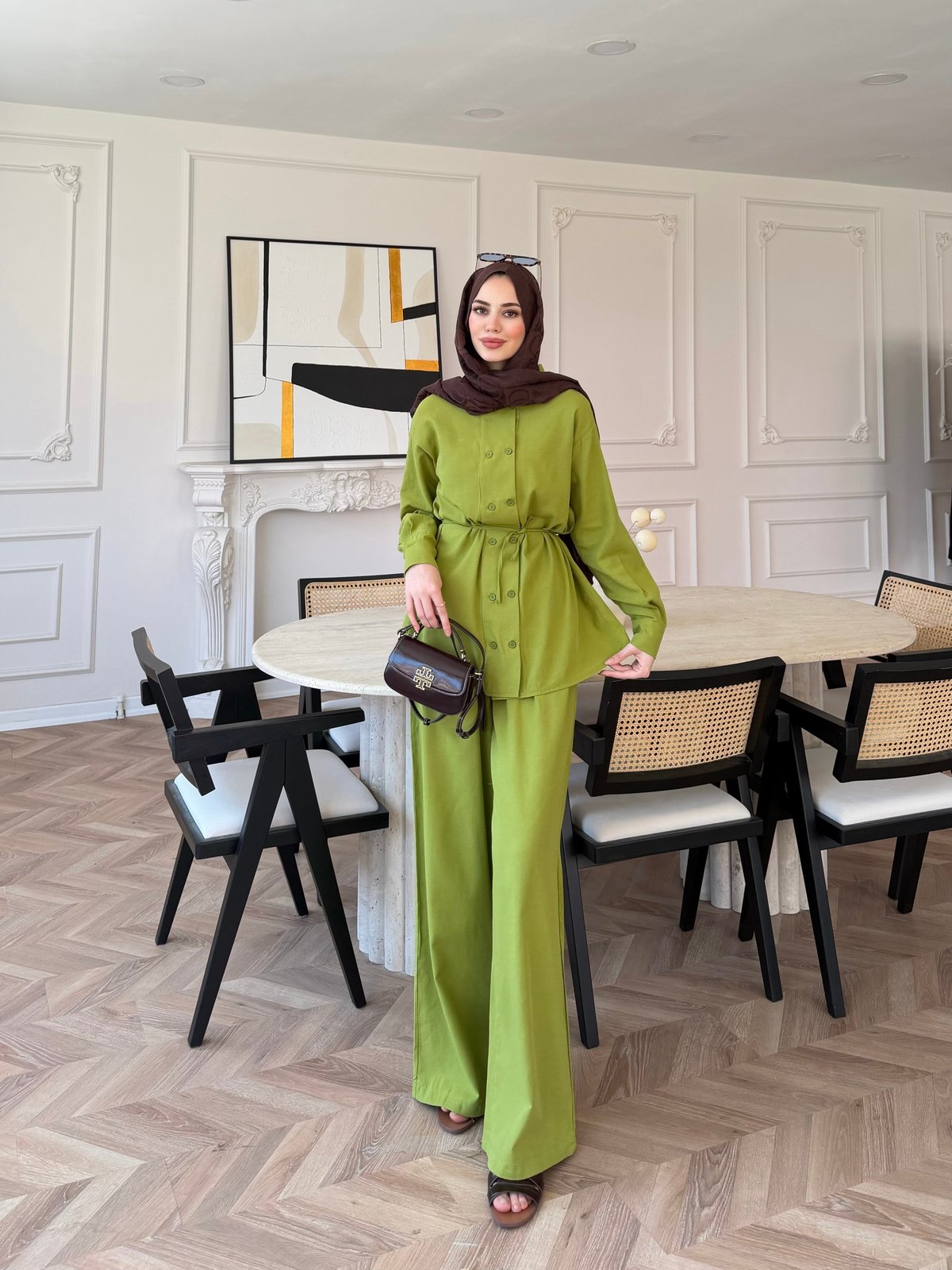 Flint Düğme Detaylı Pantolonlu Takım Yeşil (4517)
