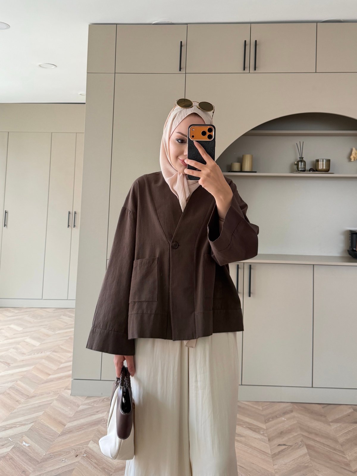 Front Düğmeli Bluz Kahve (5461)