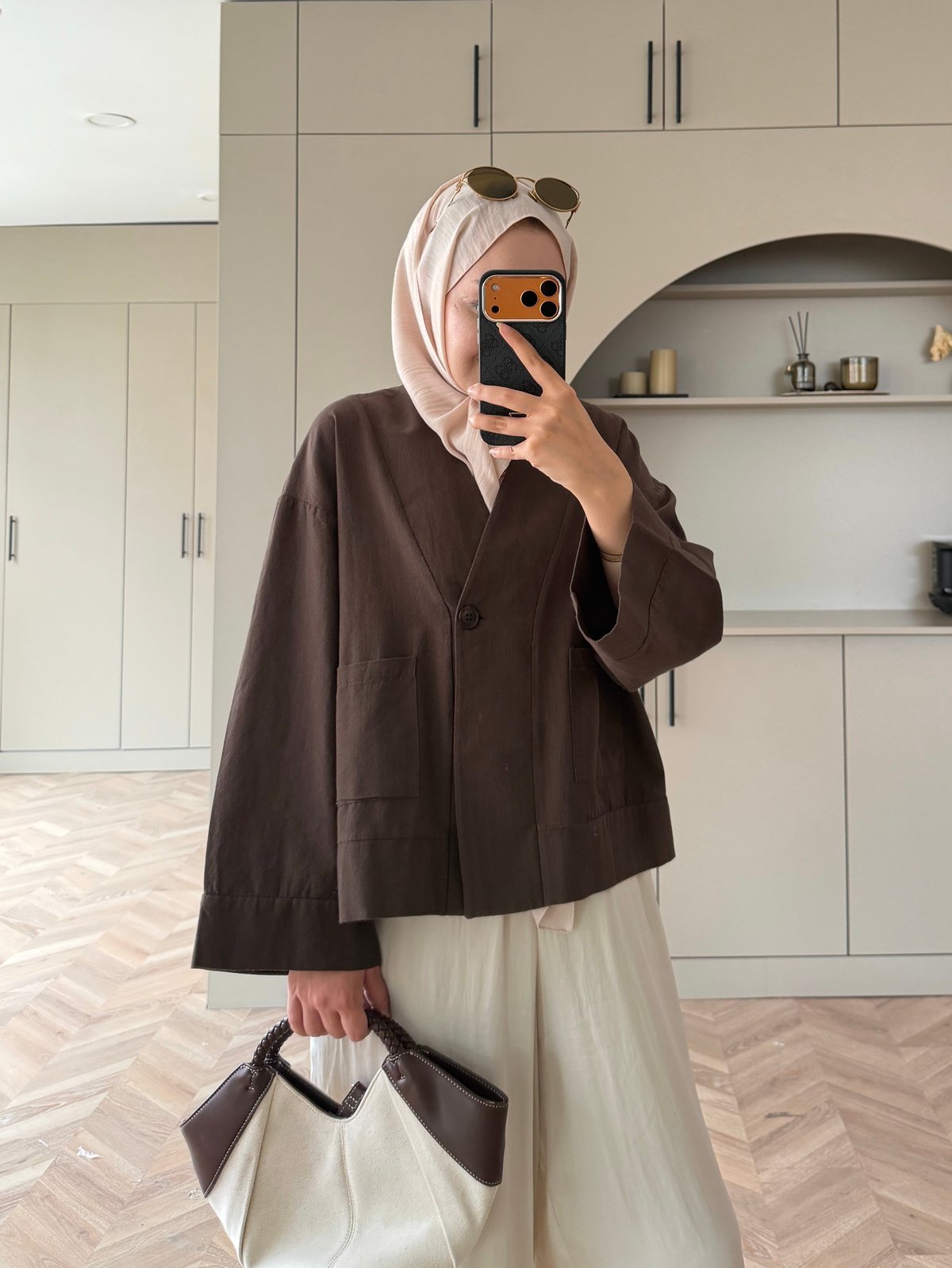 Front Düğmeli Bluz Kahve (5461)