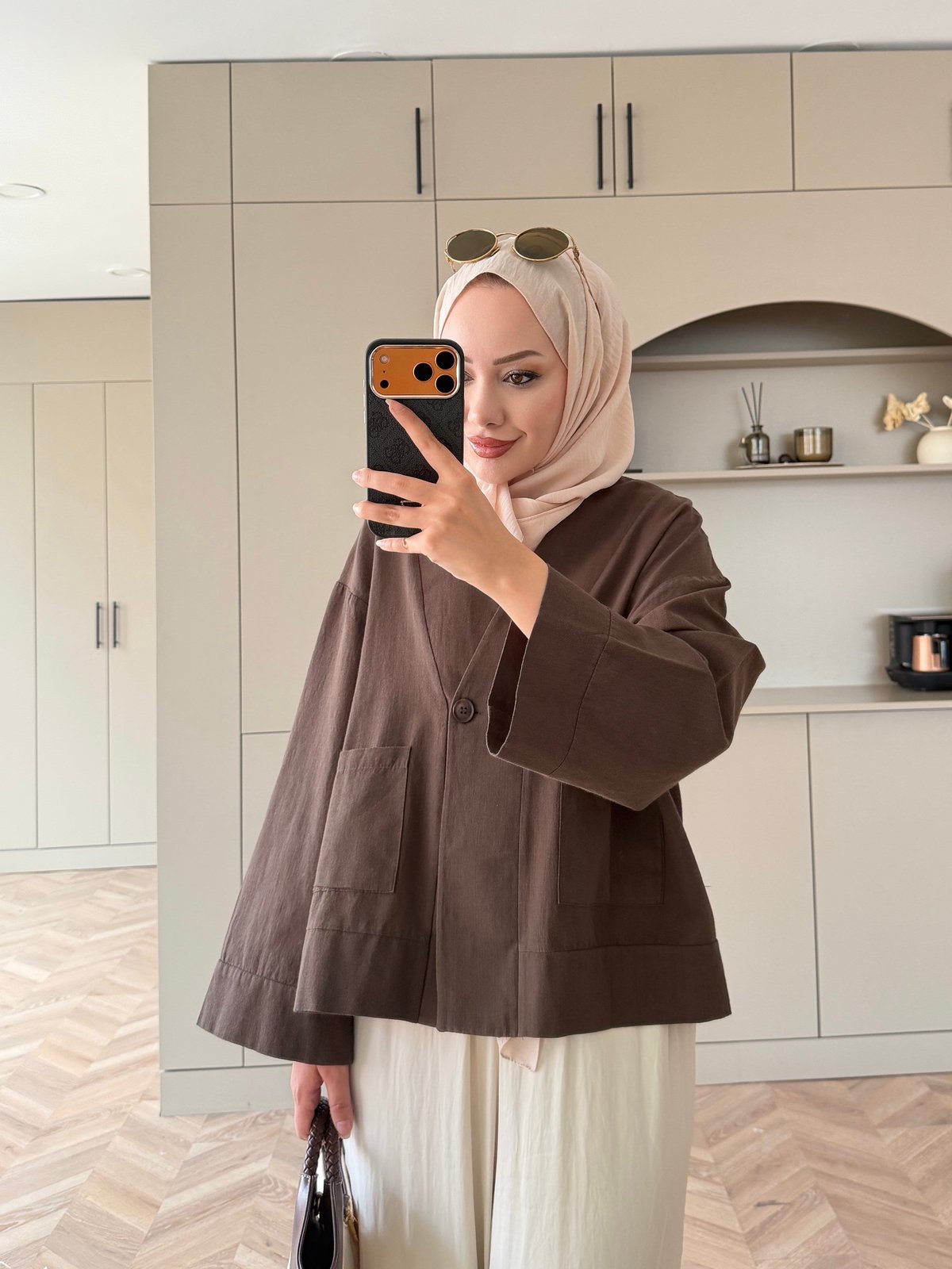 Front Düğmeli Bluz Kahve (5461)