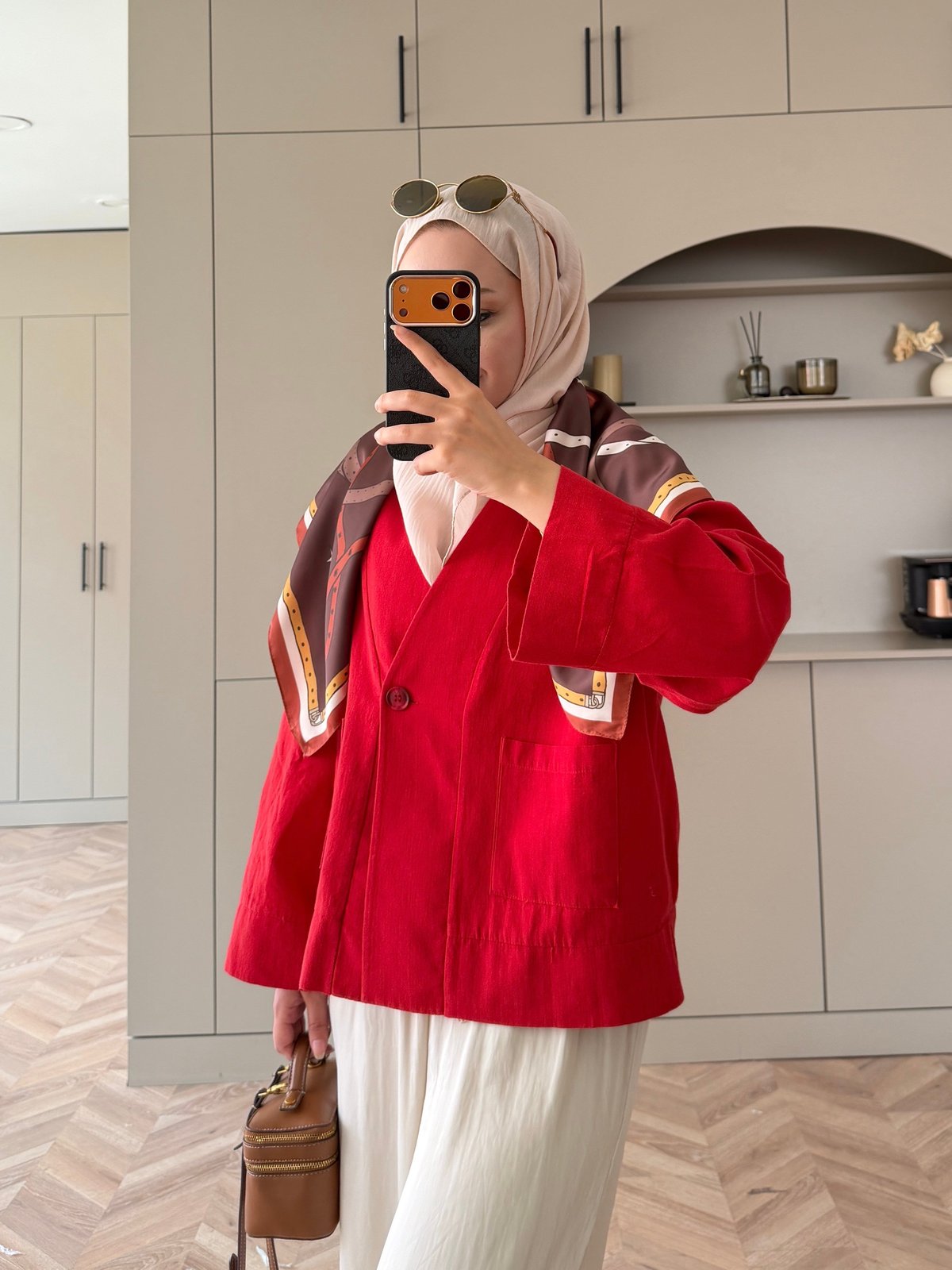 Front Düğmeli Bluz Kırmızı (5461)
