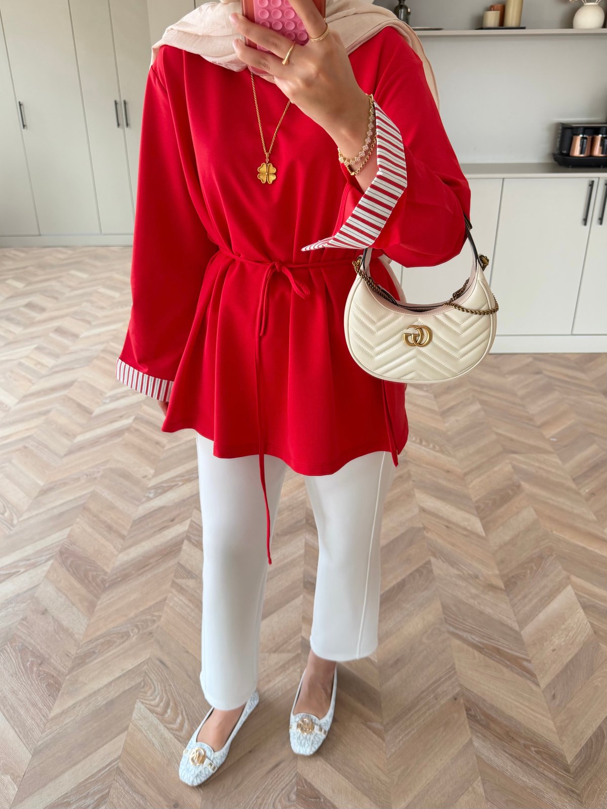 Garnili Oversize Sweat Kırmızı (3521)