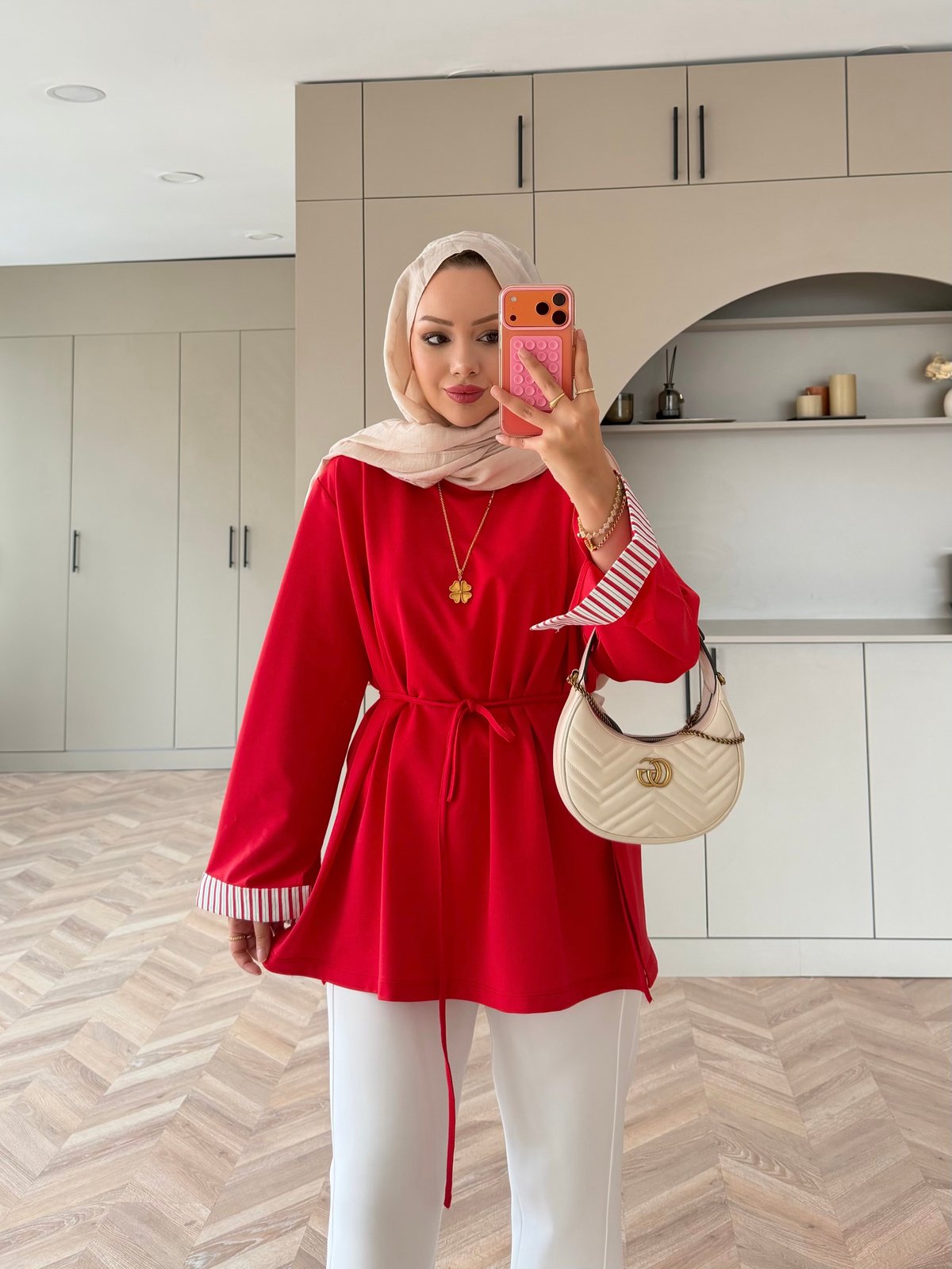 Garnili Oversize Sweat Kırmızı (3521)