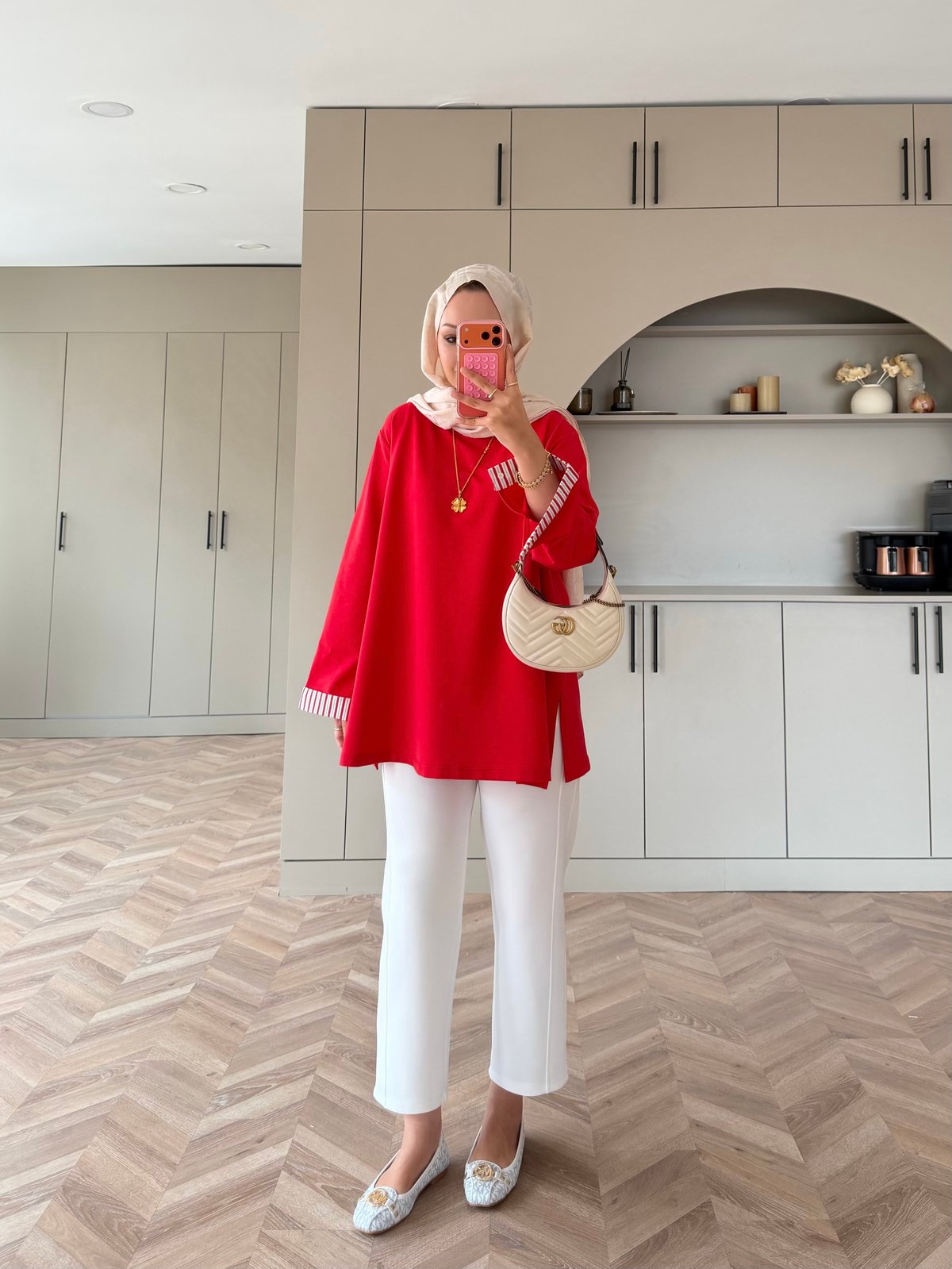 Garnili Oversize Sweat Kırmızı (3521)