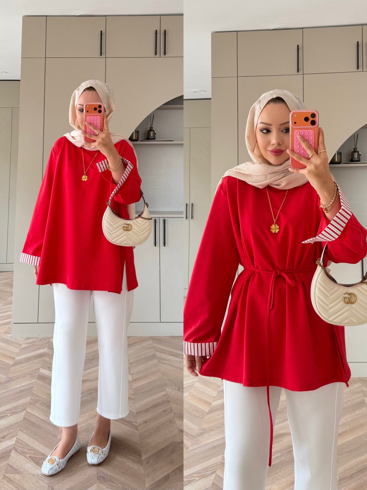 Garnili Oversize Sweat Kırmızı (3521)