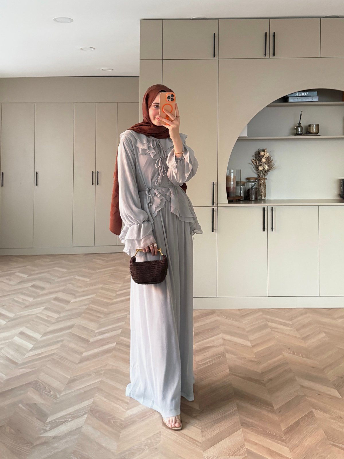 Ghalia Şifon Pantolonlu Takım Gri (8218)