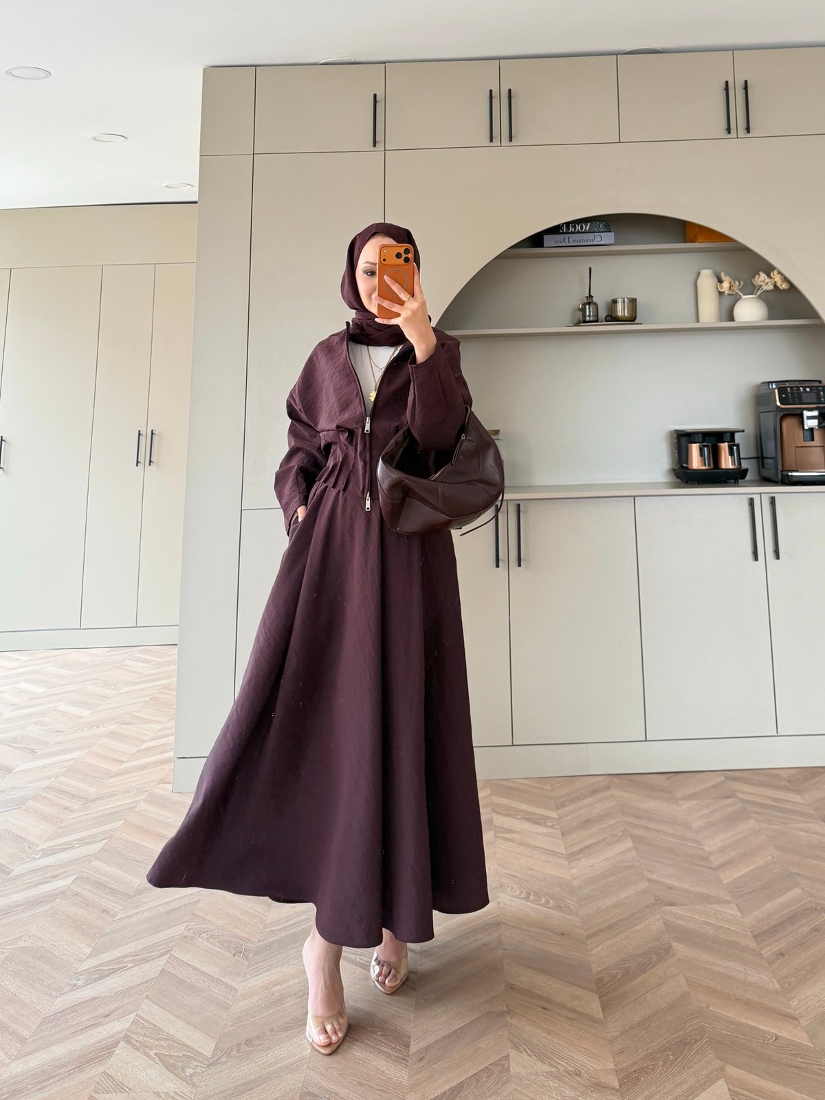 Glady Yaka Bağlamalı Cupra Etekli Takım Mürdüm (3023)