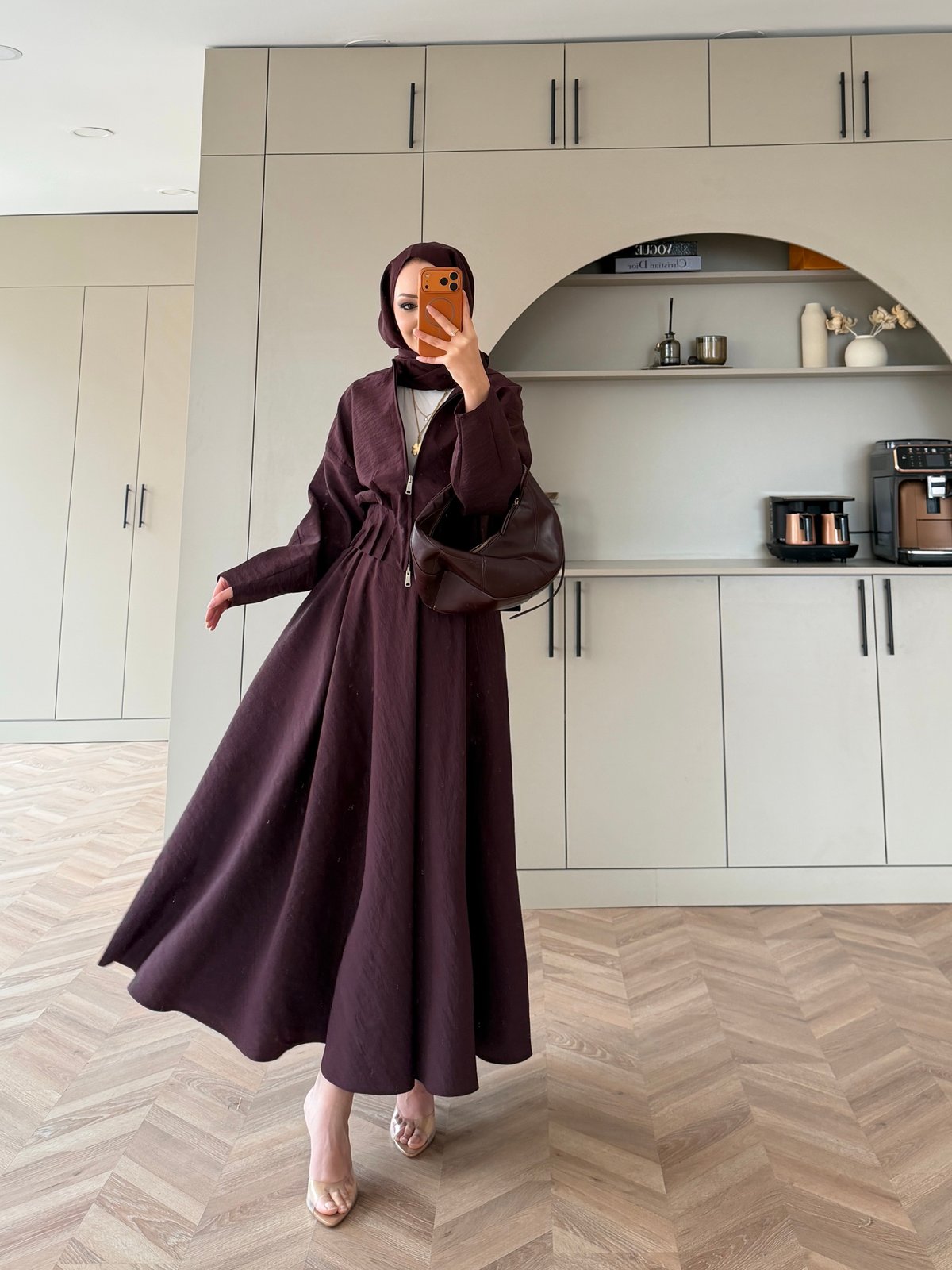 Glady Yaka Bağlamalı Cupra Etekli Takım Mürdüm (3023)