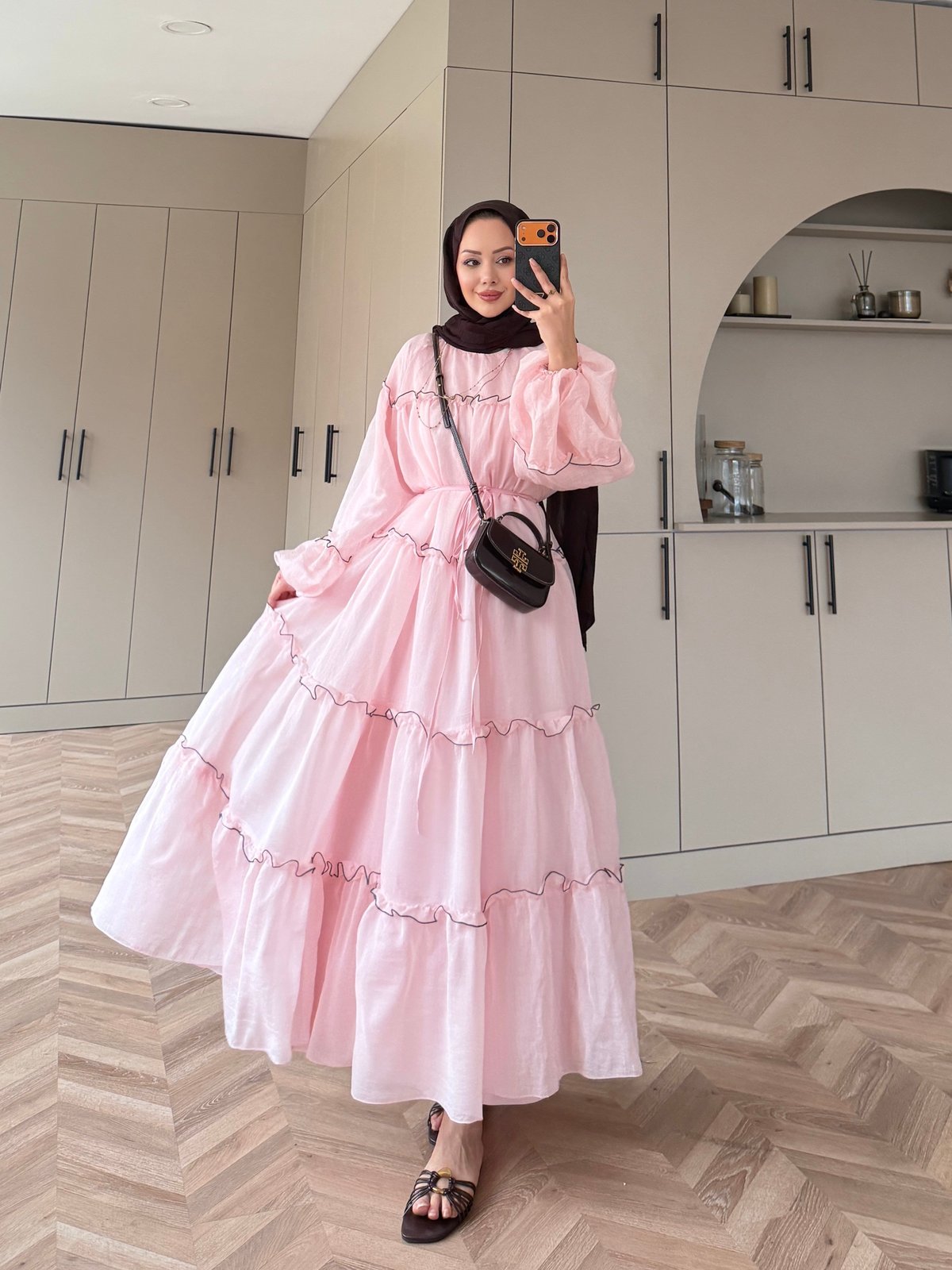 Halter Şifon Elbise Pembe (4475)