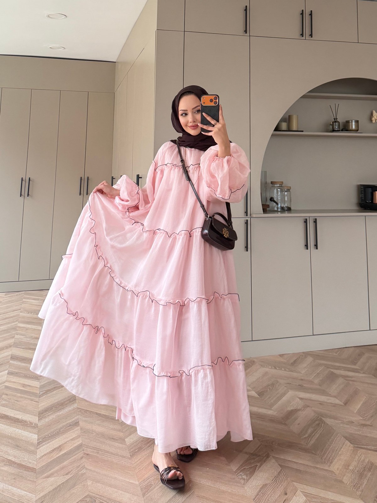 Halter Şifon Elbise Pembe (4475)