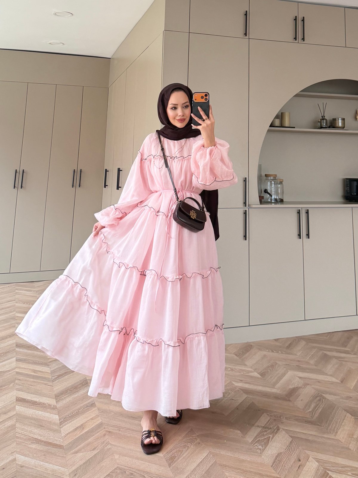 Halter Şifon Elbise Pembe (4475)