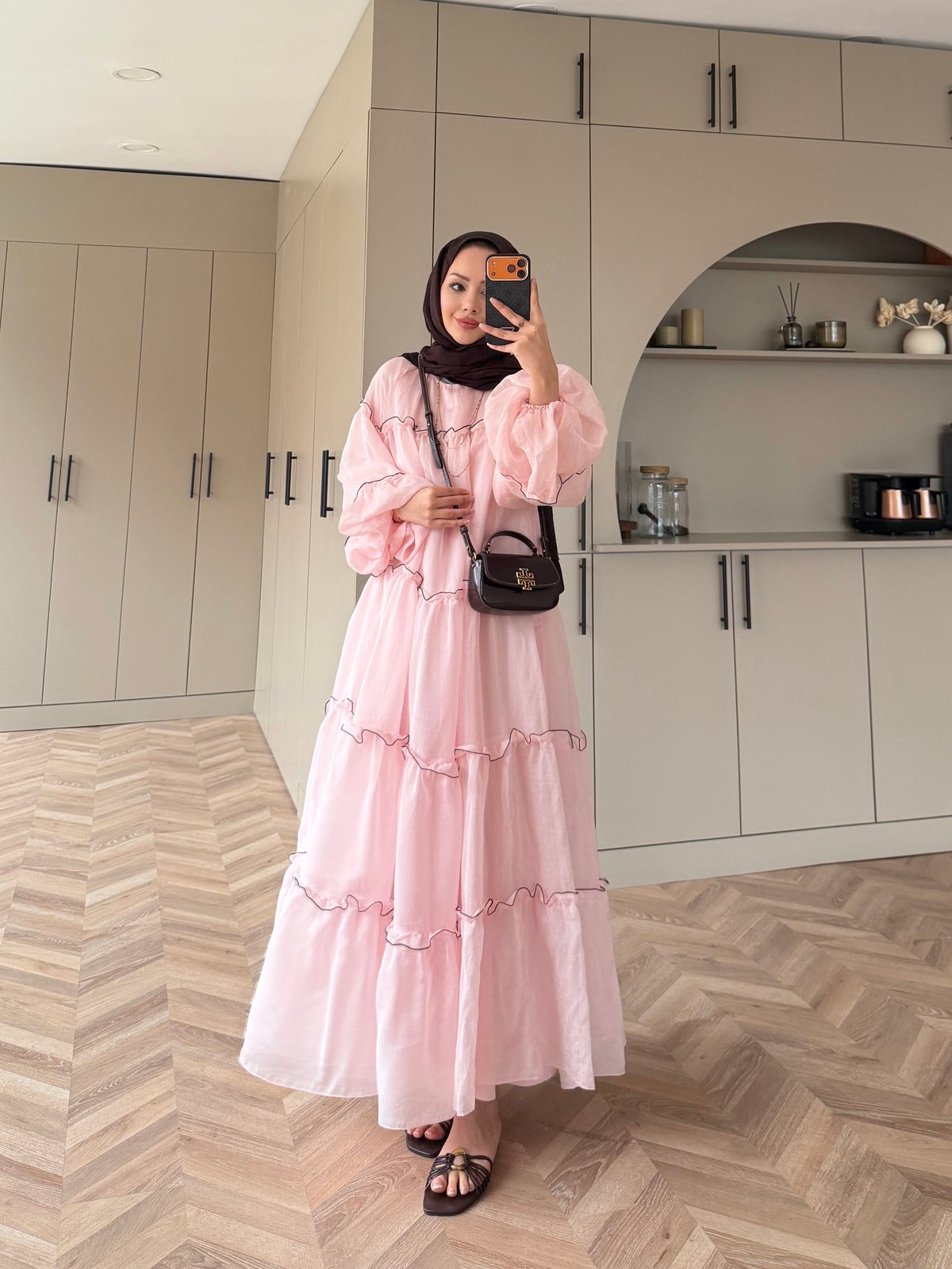 Halter Şifon Elbise Pembe (4475)