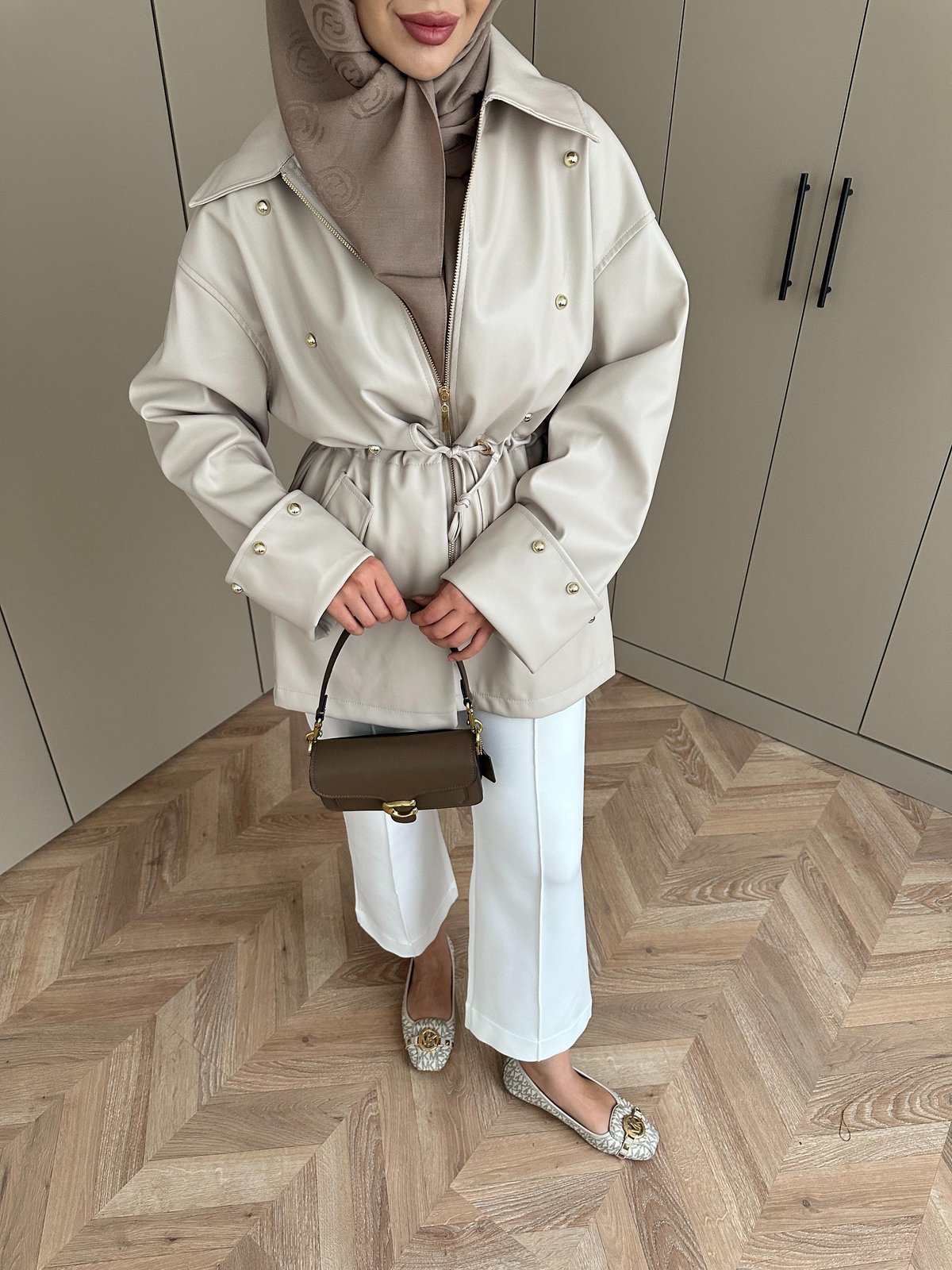 Henry Deri Ceket Bej