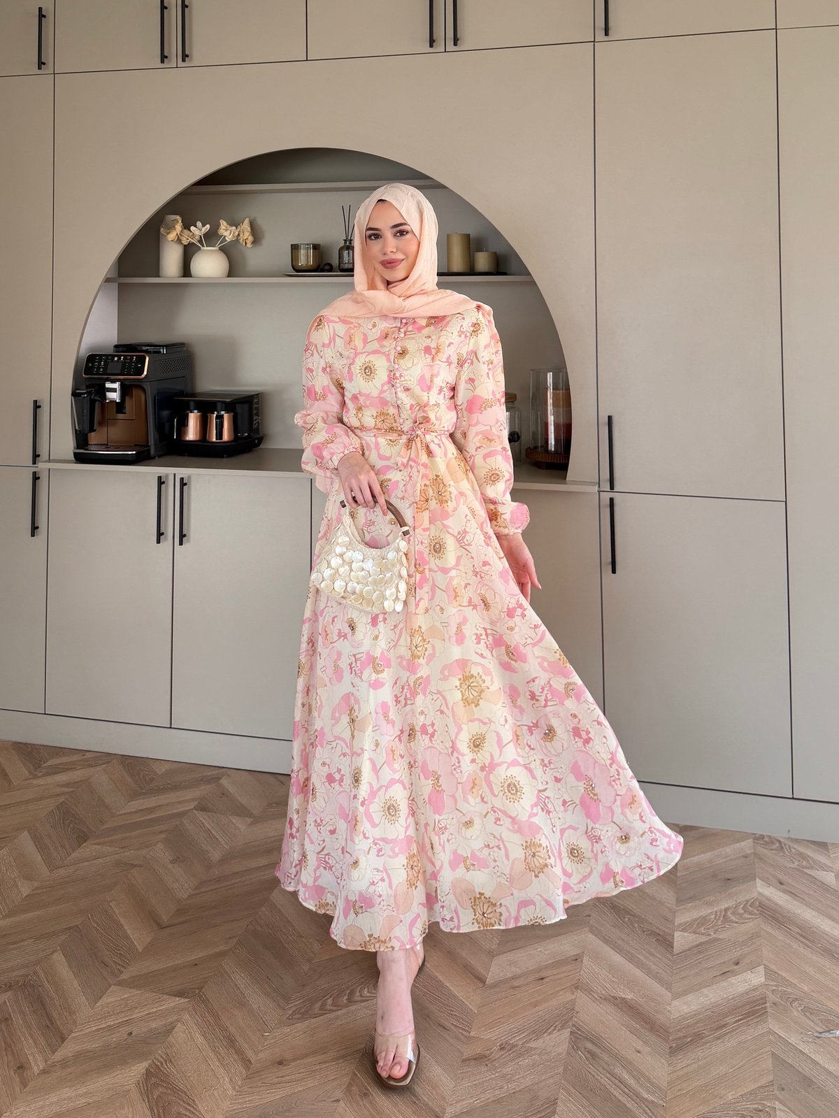 Hera Asimetrik Kesim Elbise Pembe (26171)