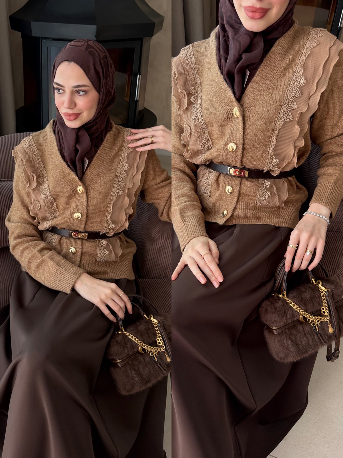 Hola Fırfırlı Hırka Camel (1151)