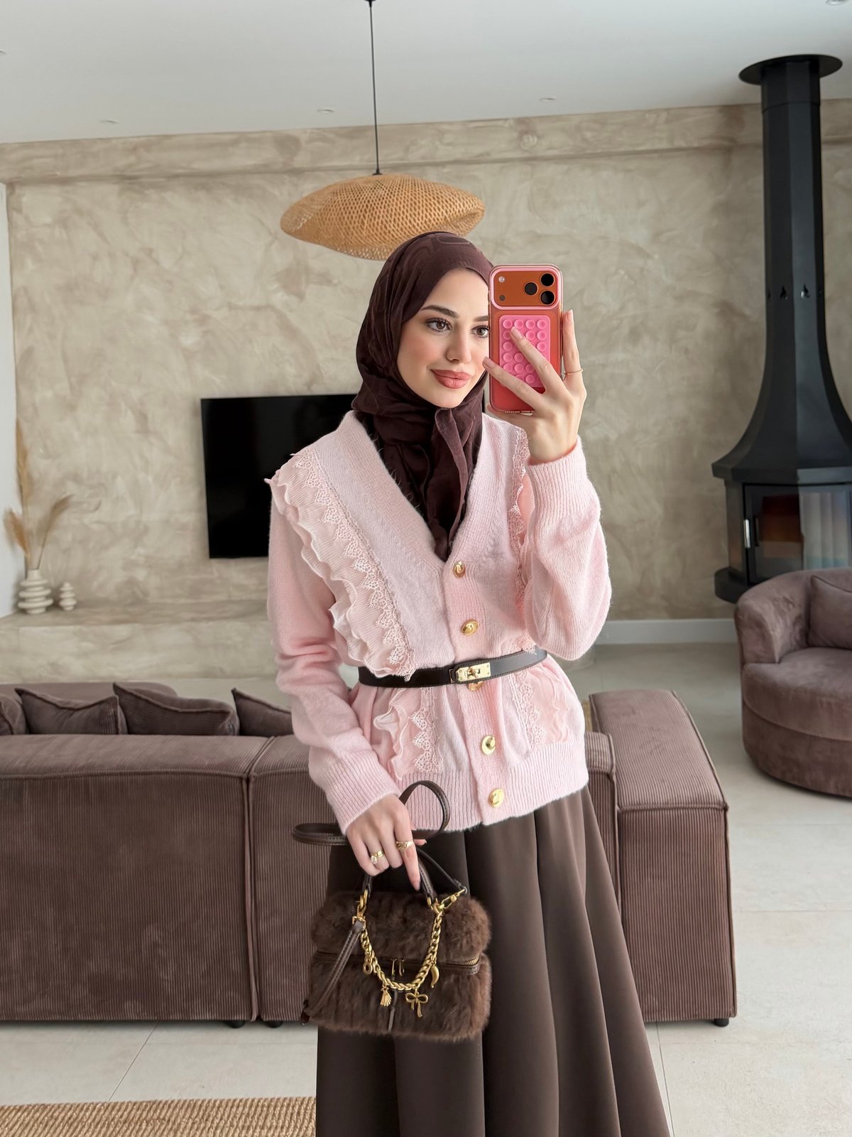 Hola Fırfırlı Hırka Pembe (1151)