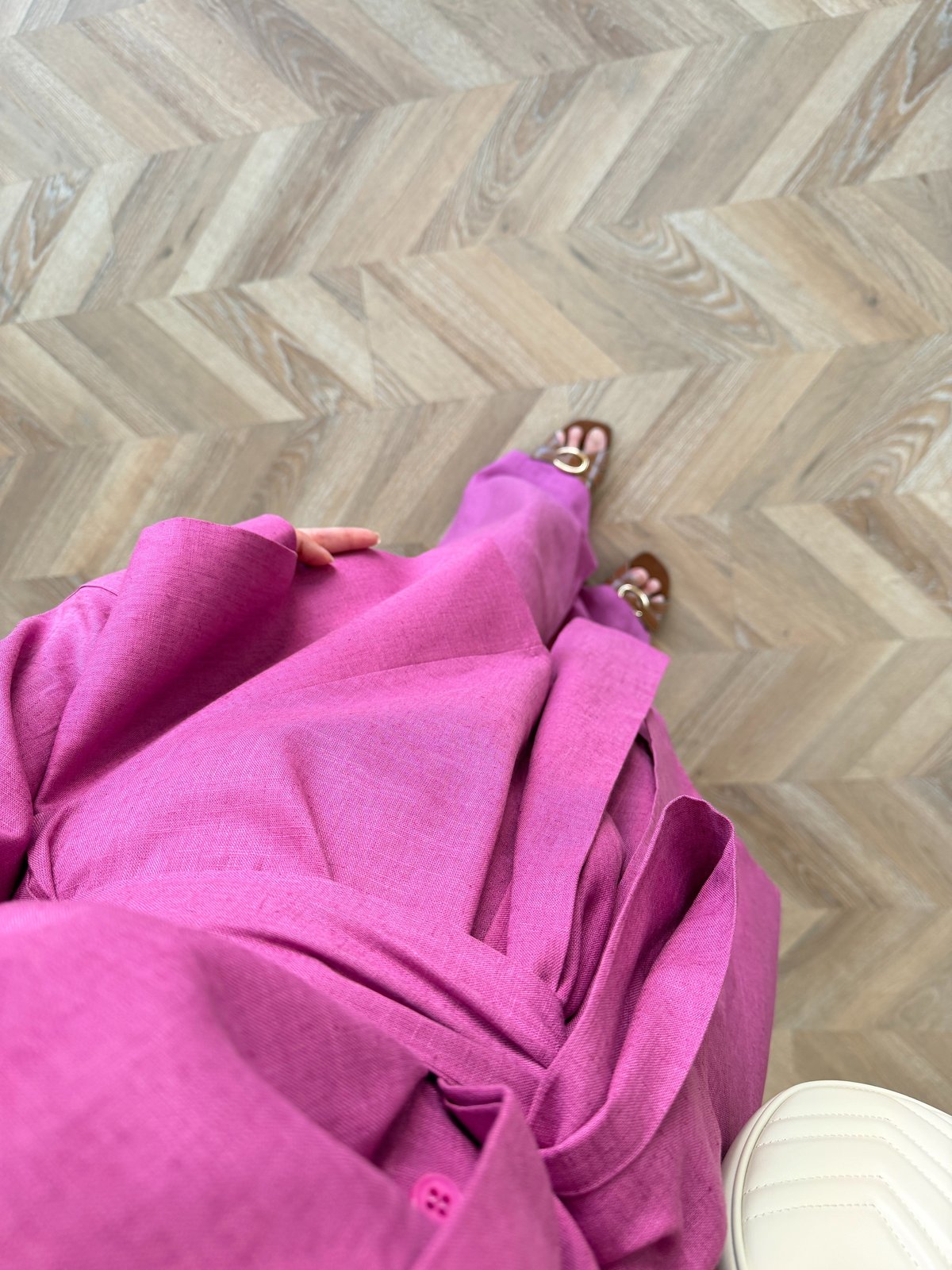 İlay Keten Pantolonlu Takım Pembe (216)