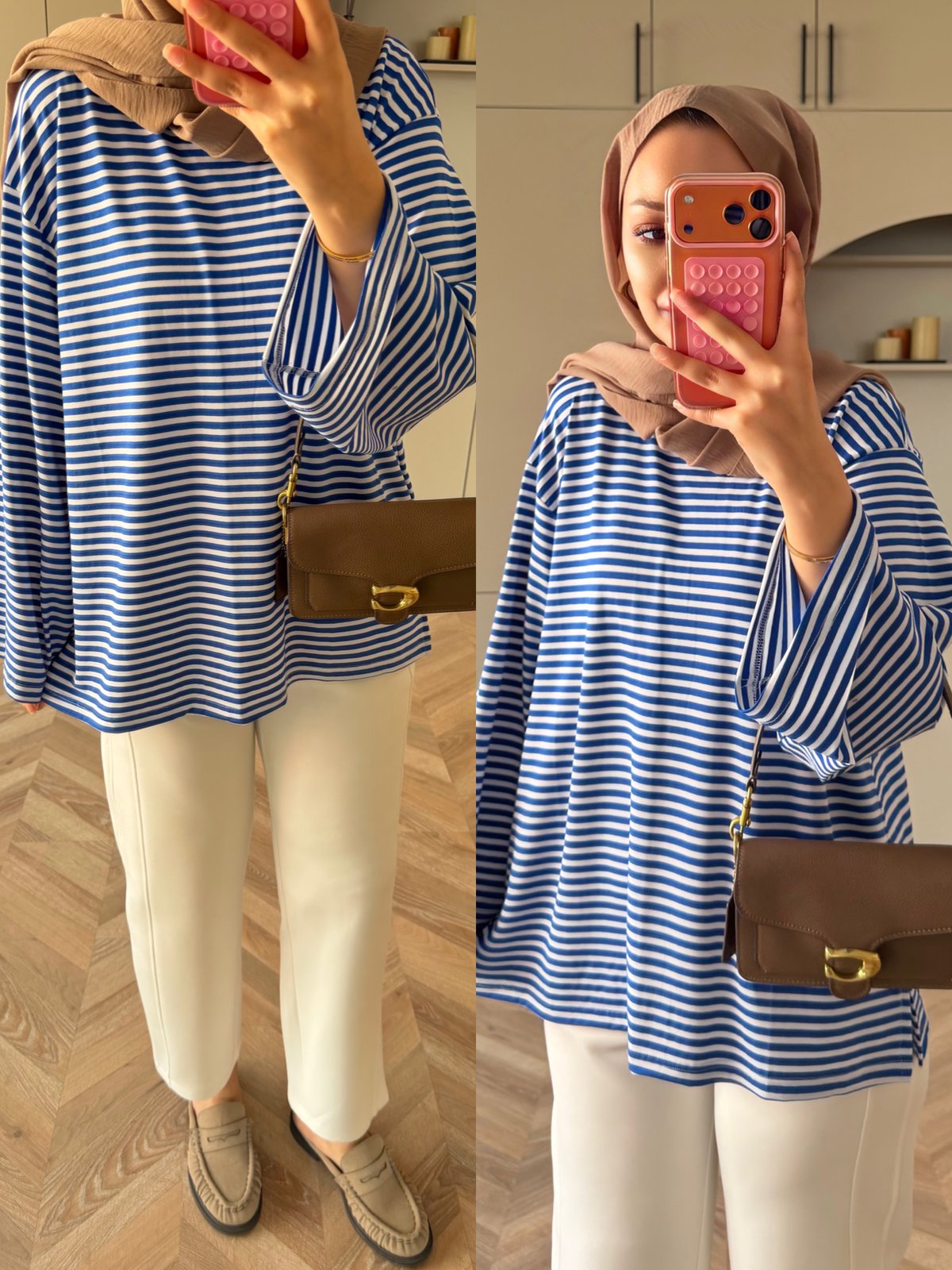İnce Çizgili Basıc Sweat Mavi (4602)
