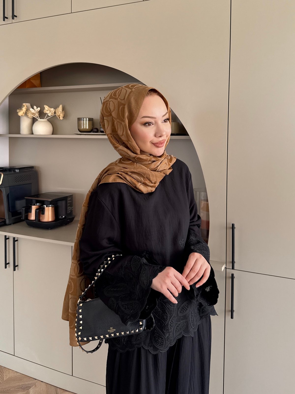 Irmak Çiçek Baskılı Pantolonlu Takım Siyah (5805)