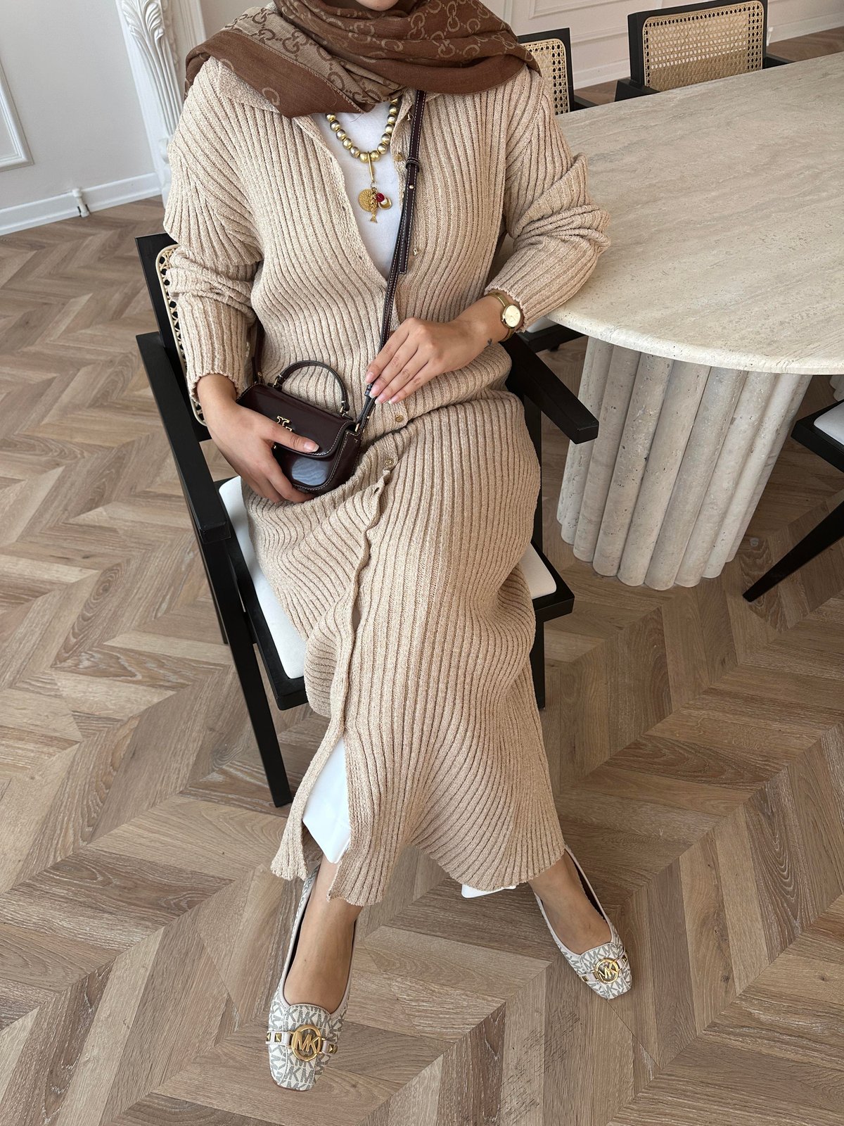 Jayana Uzun Triko Hırka Vizon