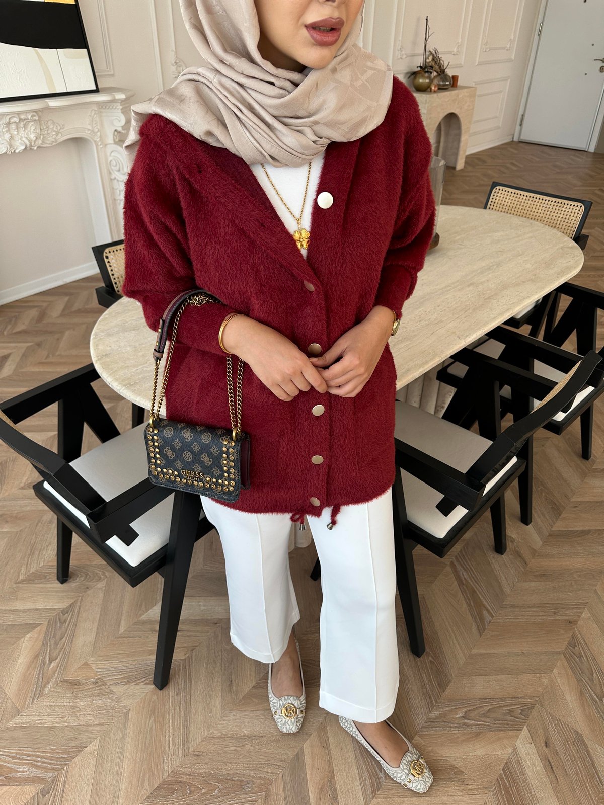 Joy Angora Hırka Bordo