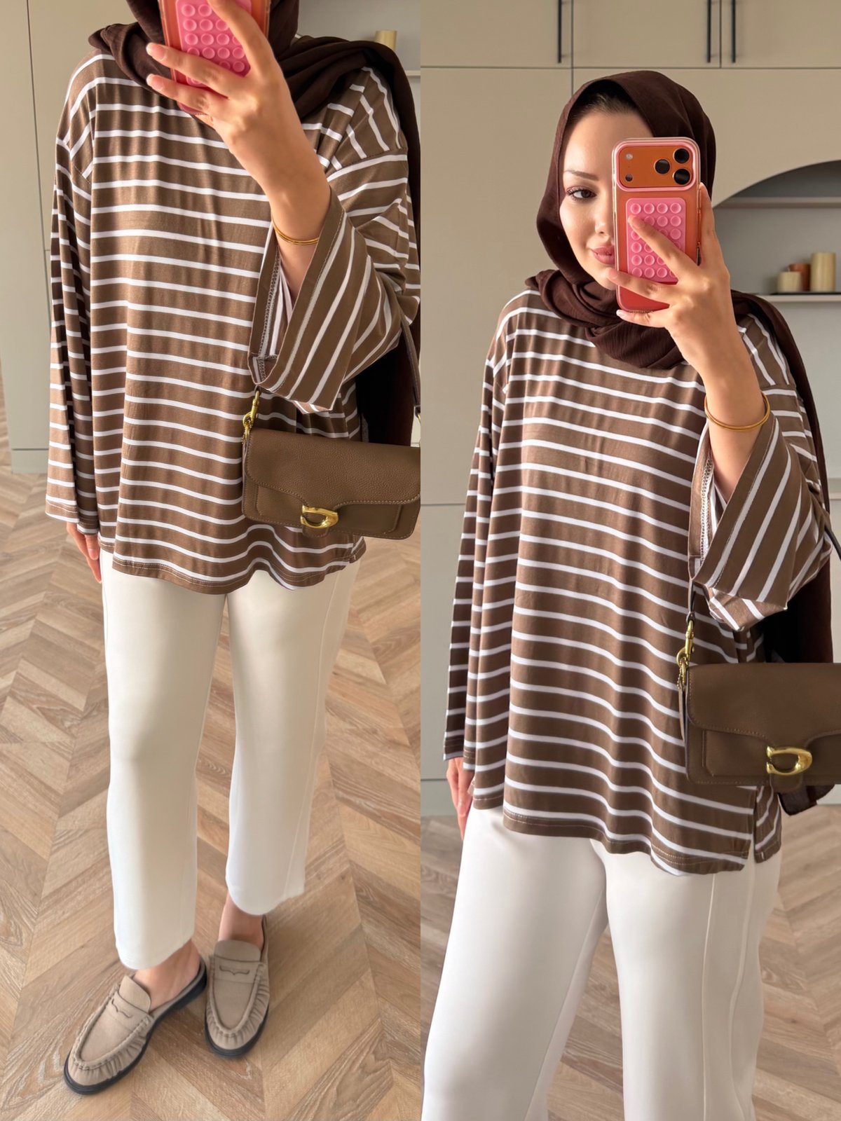 Kalın Çizgili Basıc Sweat Kahve (4602)