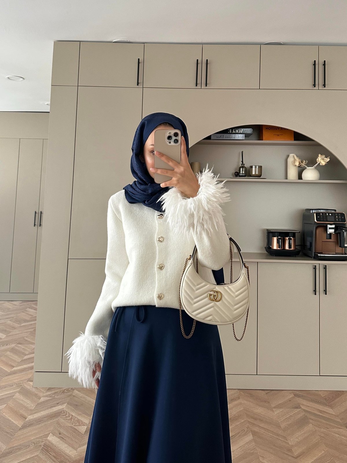 Kalp Düğmeli Angora Hırka Beyaz